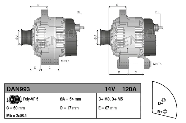 Генератор DAN993 DENSO оригинал - миниатюра 3