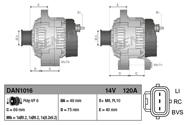 Генератор DAN1016 DENSO оригинал - миниатюра 3