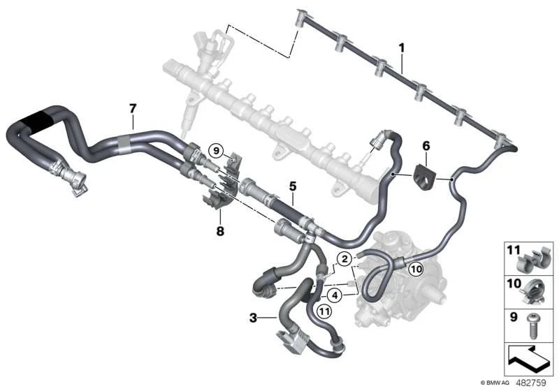 Трубопровод подвода топлива с датчиком b57d 13538571669 BMW - изображение 1