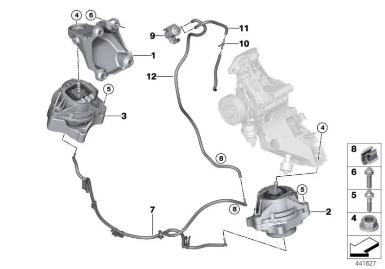 F20n/f30n подушка крепления двигателя левая бензин 22116859407 BMW - миниатюра 2