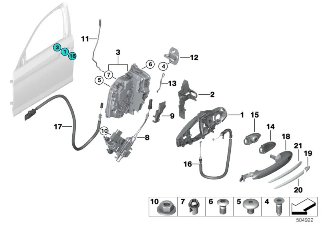 G30 доводчик двери передний левый 51215A36EC7 BMW - изображение 1