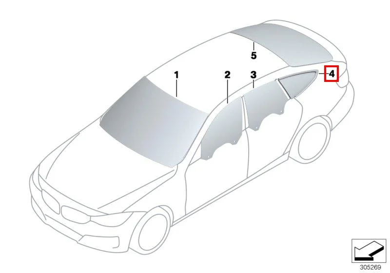 Неподвижное боковое стекло п зд f34 gt 51357433432 BMW