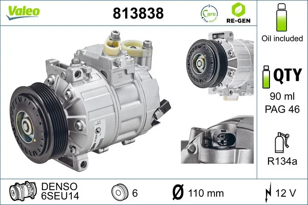 Компрессор, кондиционер re-gen remanufactured 813838 VALEO - изображение 1