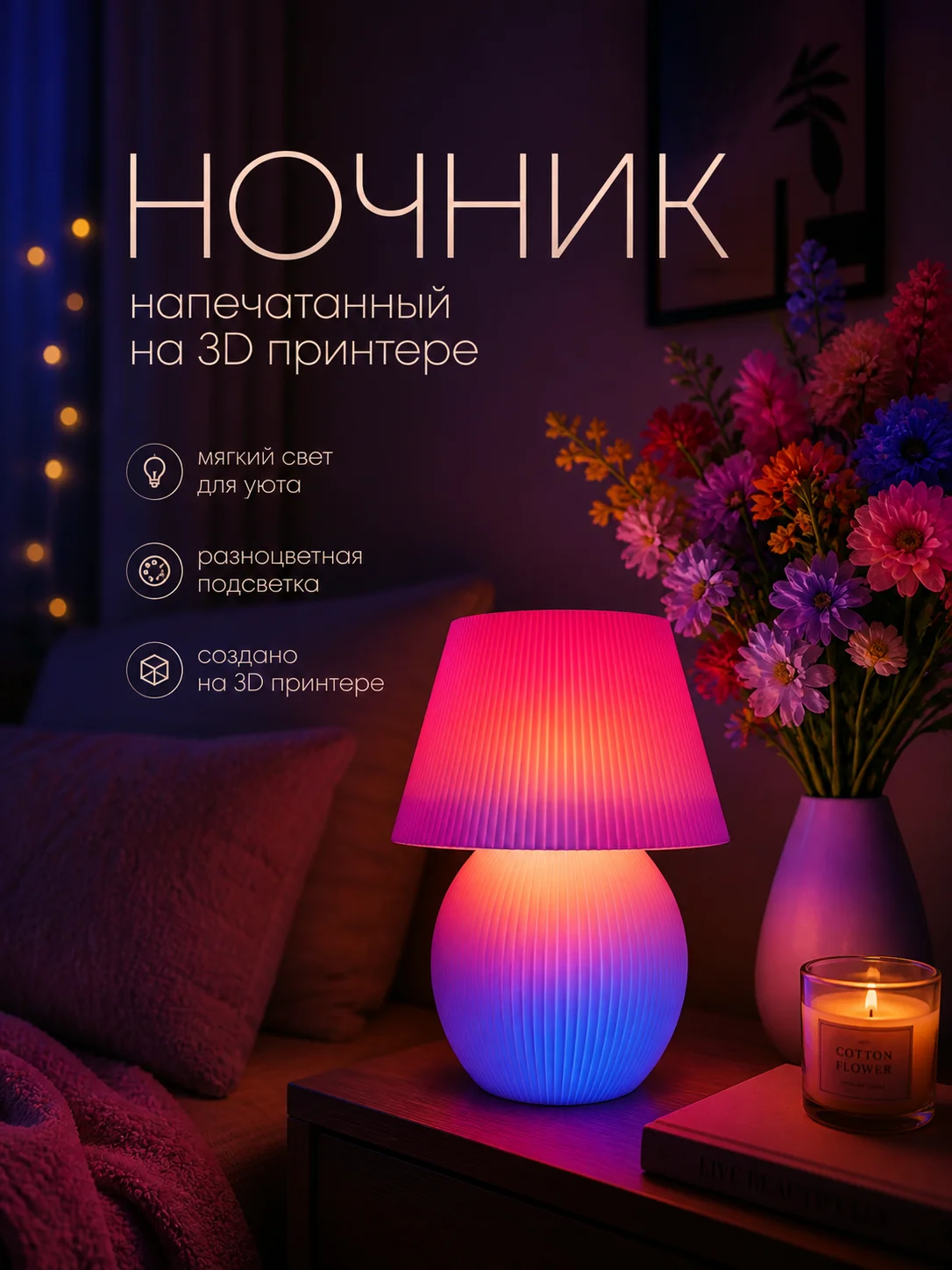 Лампа интерьерная | Стильный подарок | Декор для д - миниатюра 5