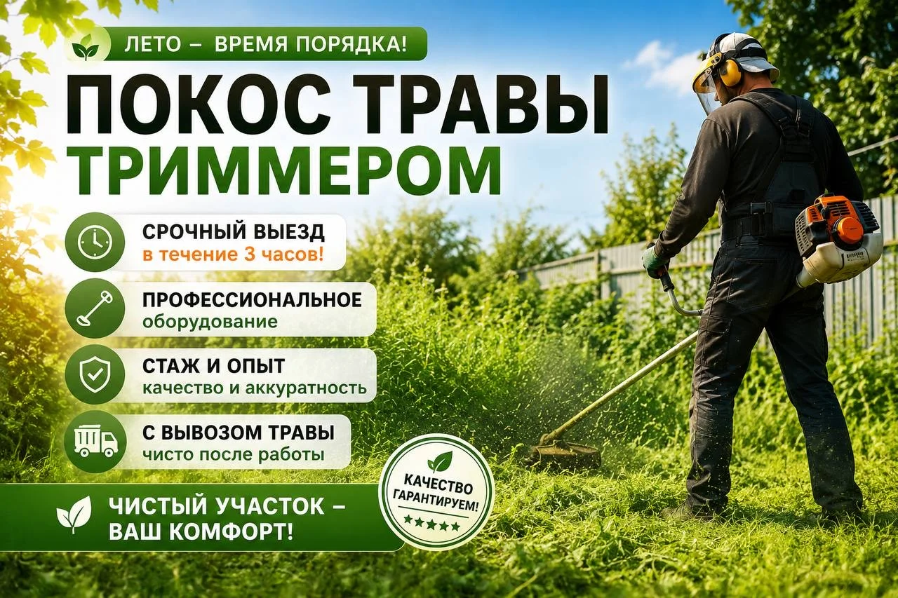 Покос травы триммером - изображение 1