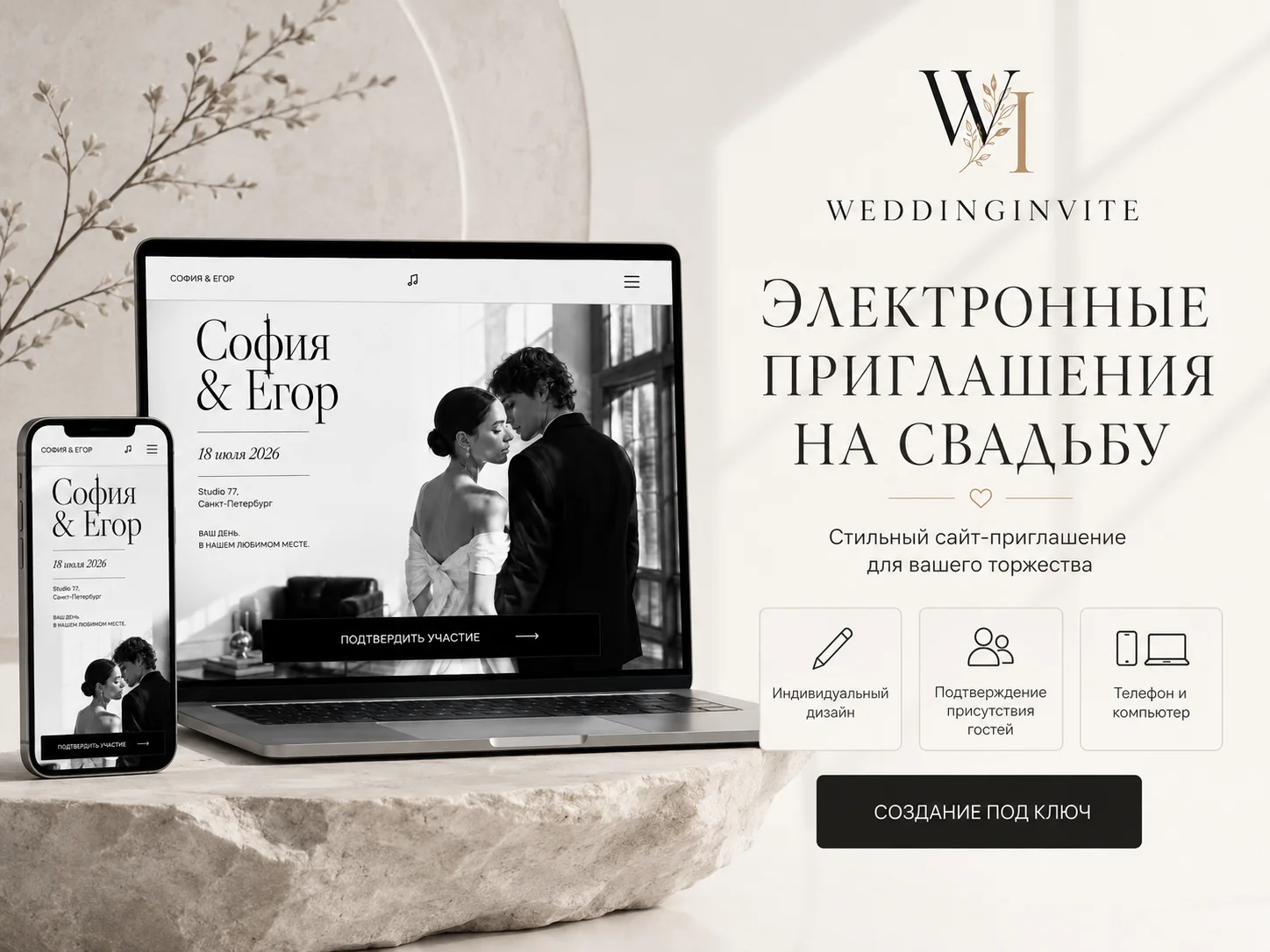 Электронные свадебные пригласительные под ключ - изображение 1