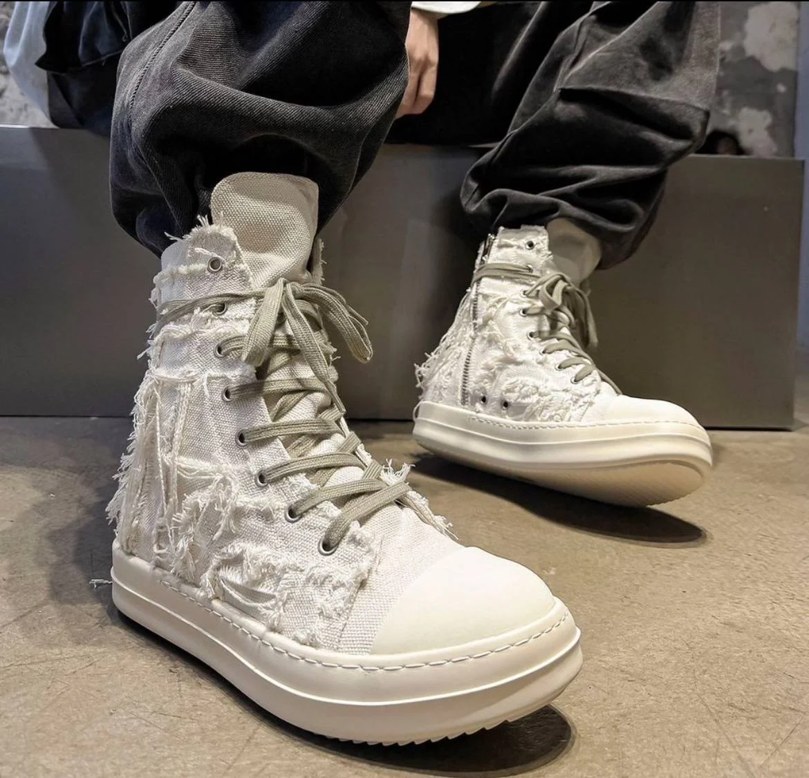 Кеды Rick Owens ramones distressed - миниатюра 2