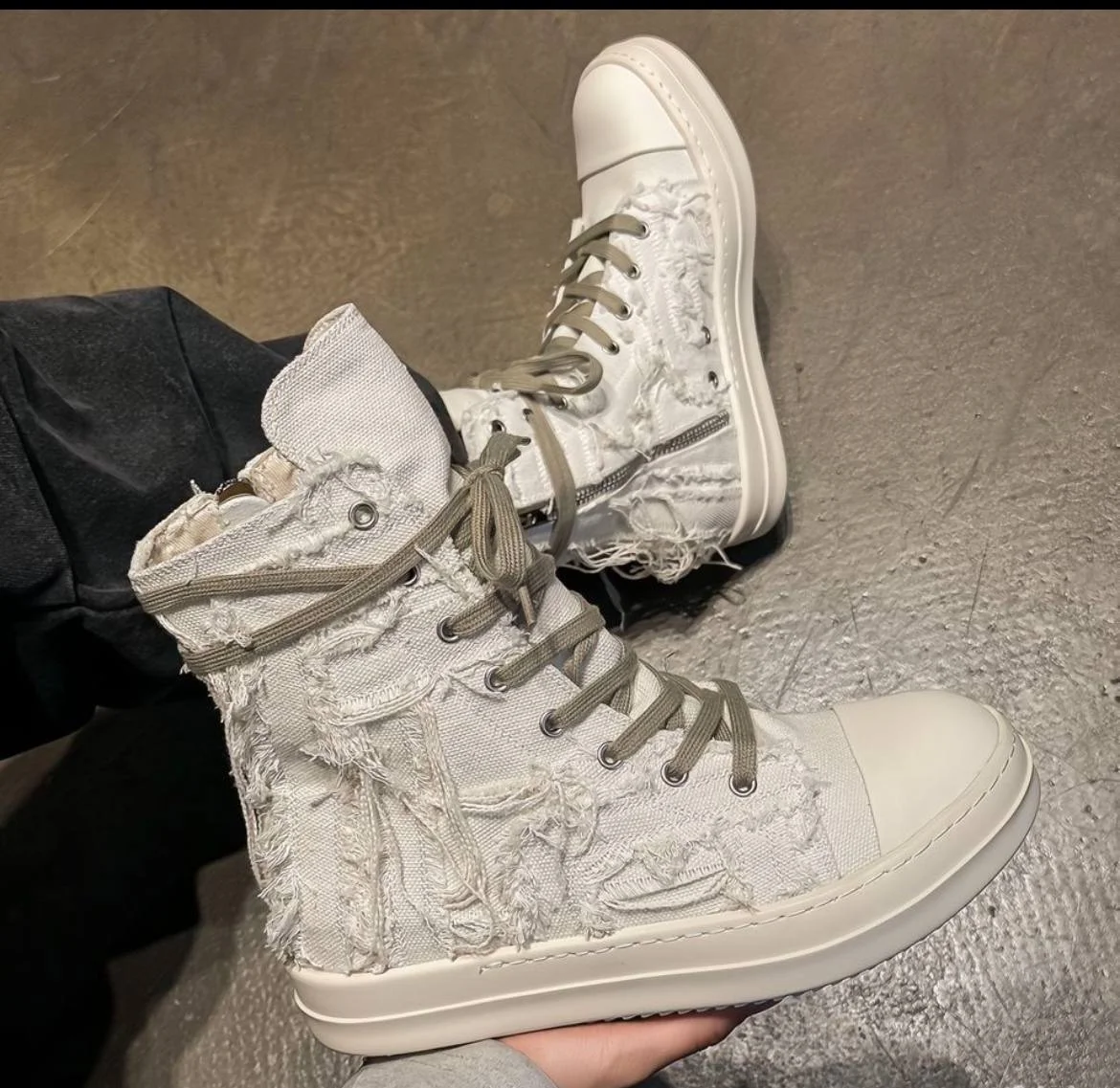 Кеды Rick Owens ramones distressed - миниатюра 3