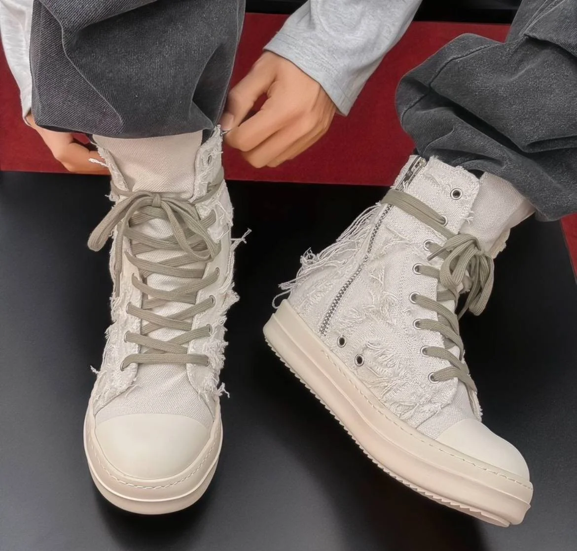 Кеды Rick Owens ramones distressed - миниатюра 4