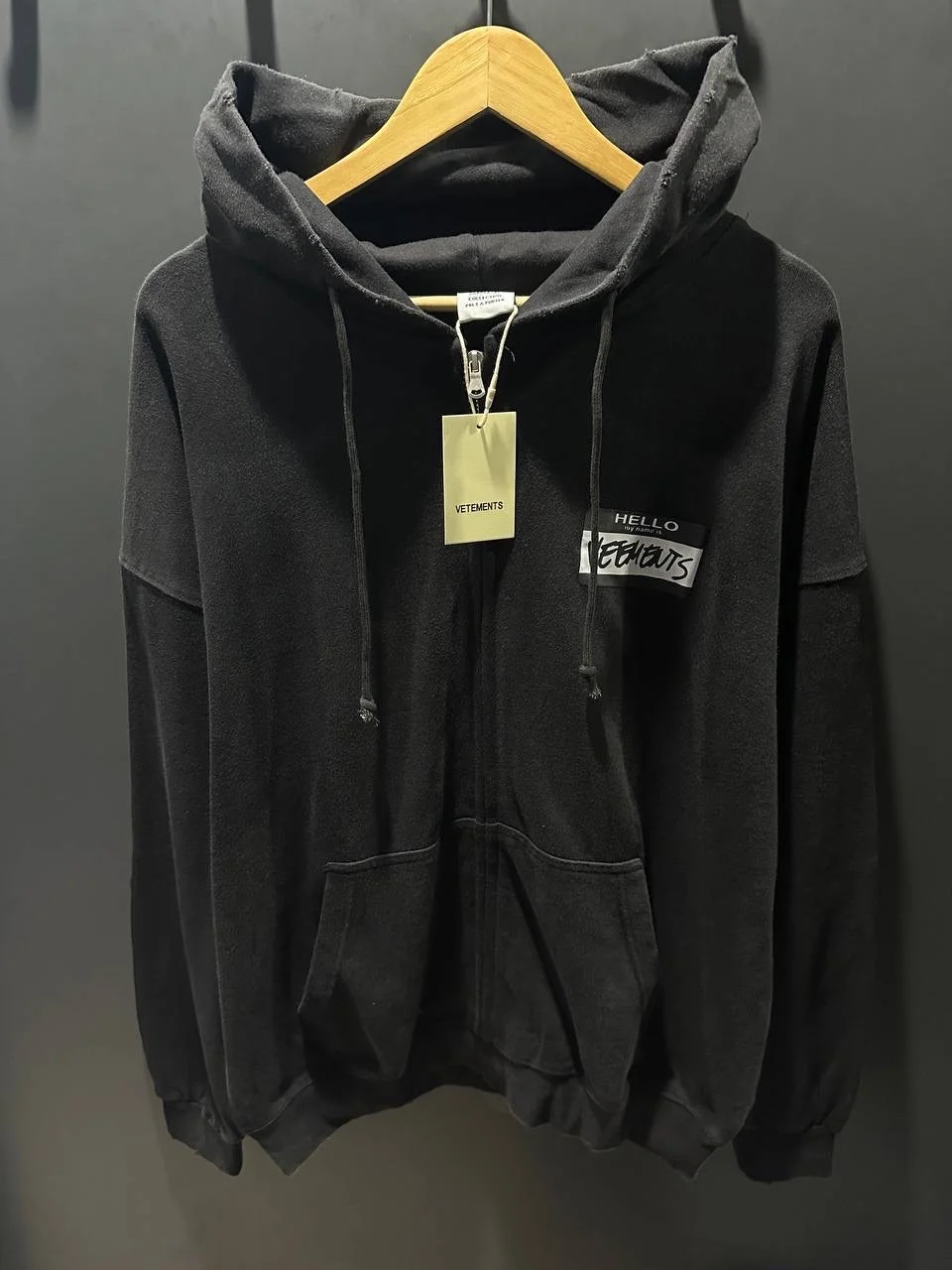 Зип худи vetements hello my name - миниатюра 3