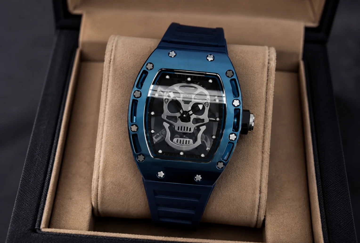 Часы Richard Mille RM 052 Skull Tourbillon (Синие) - миниатюра 2