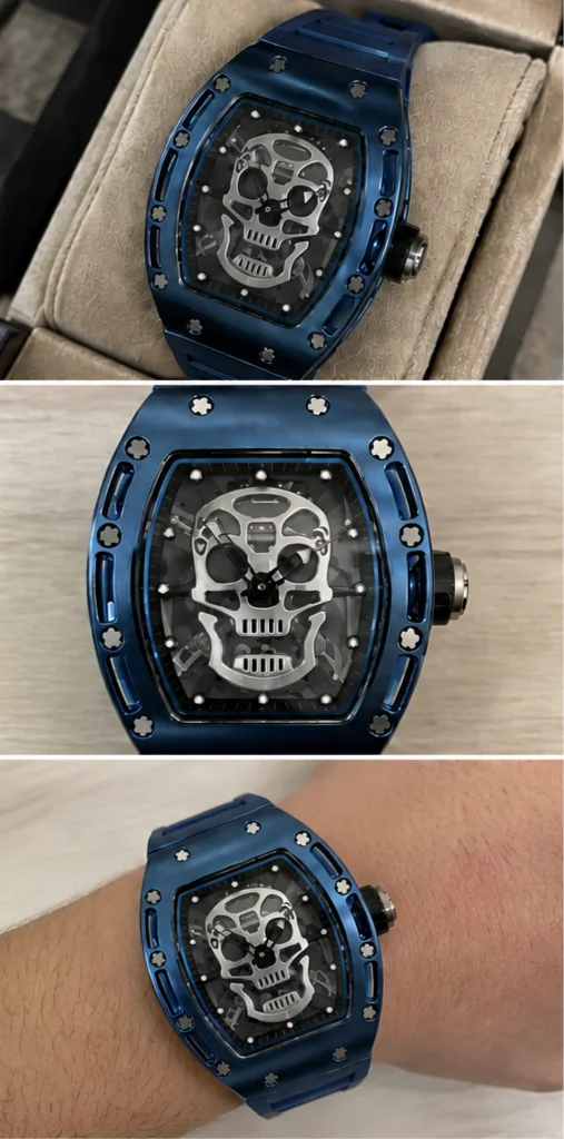 Часы Richard Mille RM 052 Skull Tourbillon (Синие) - миниатюра 3