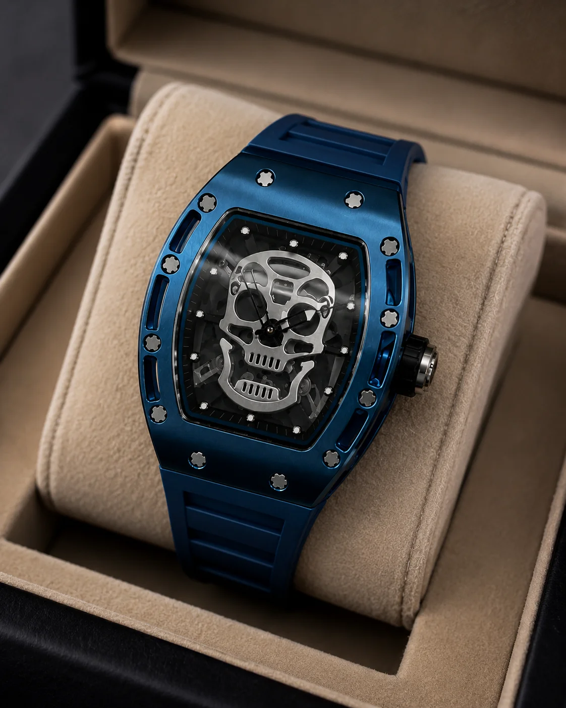Часы Richard Mille RM 052 Skull Tourbillon (Синие) - миниатюра 4