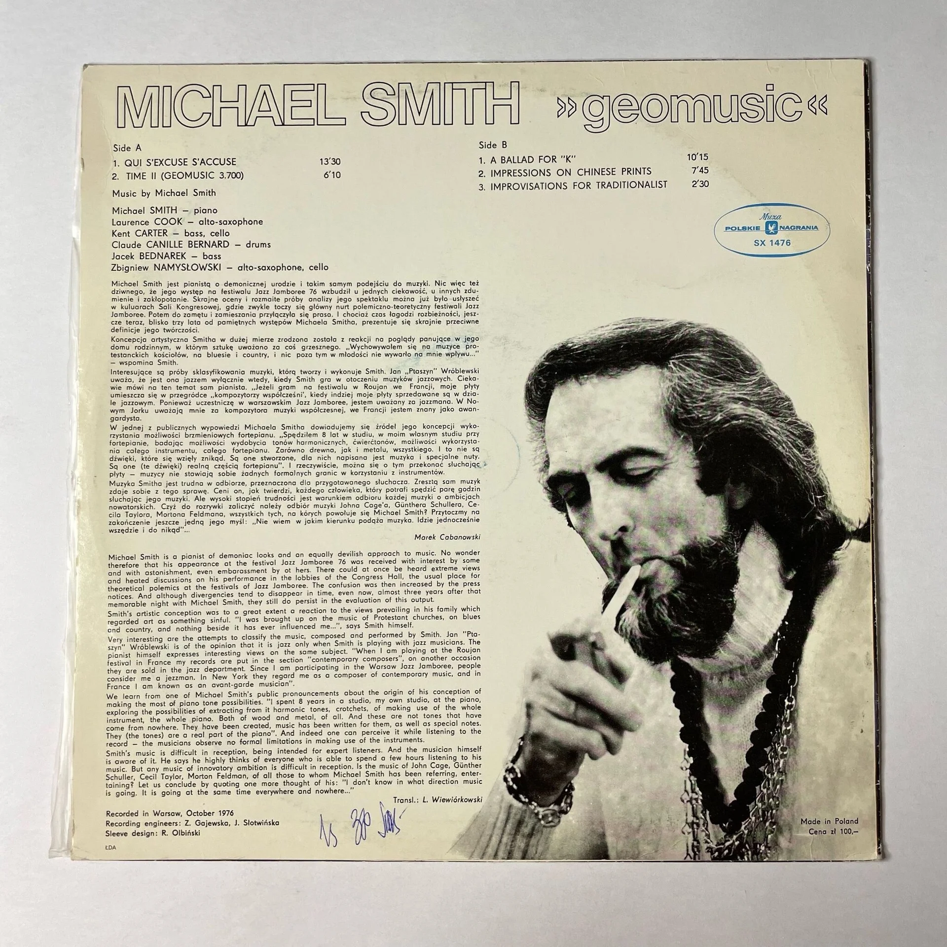 Винтажная виниловая пластинка Michael Smith Geomusic (Польша 1977) - миниатюра 2