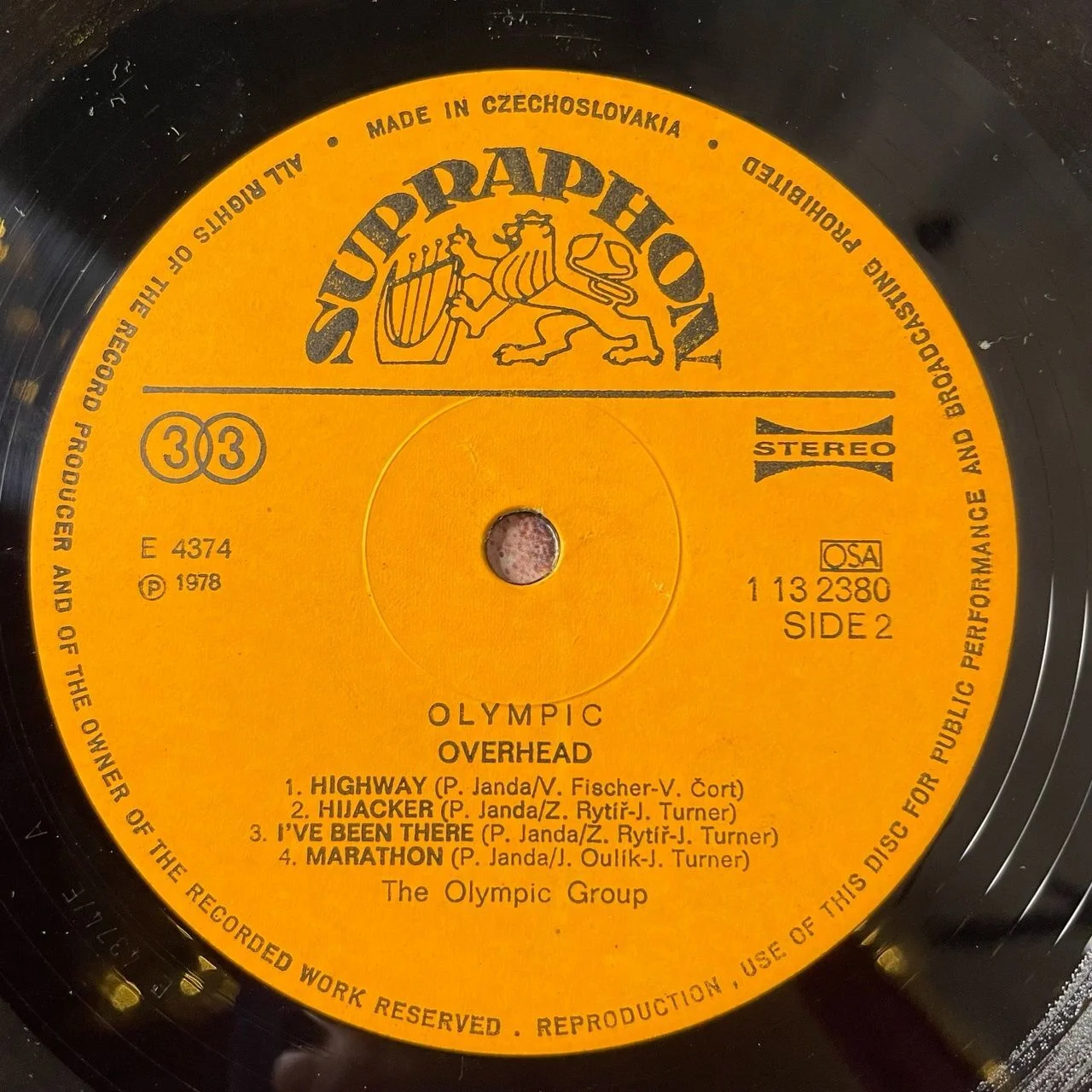 Винтажная виниловая пластинка LP Olympic Overhead (Чехословакия 1978) - миниатюра 5