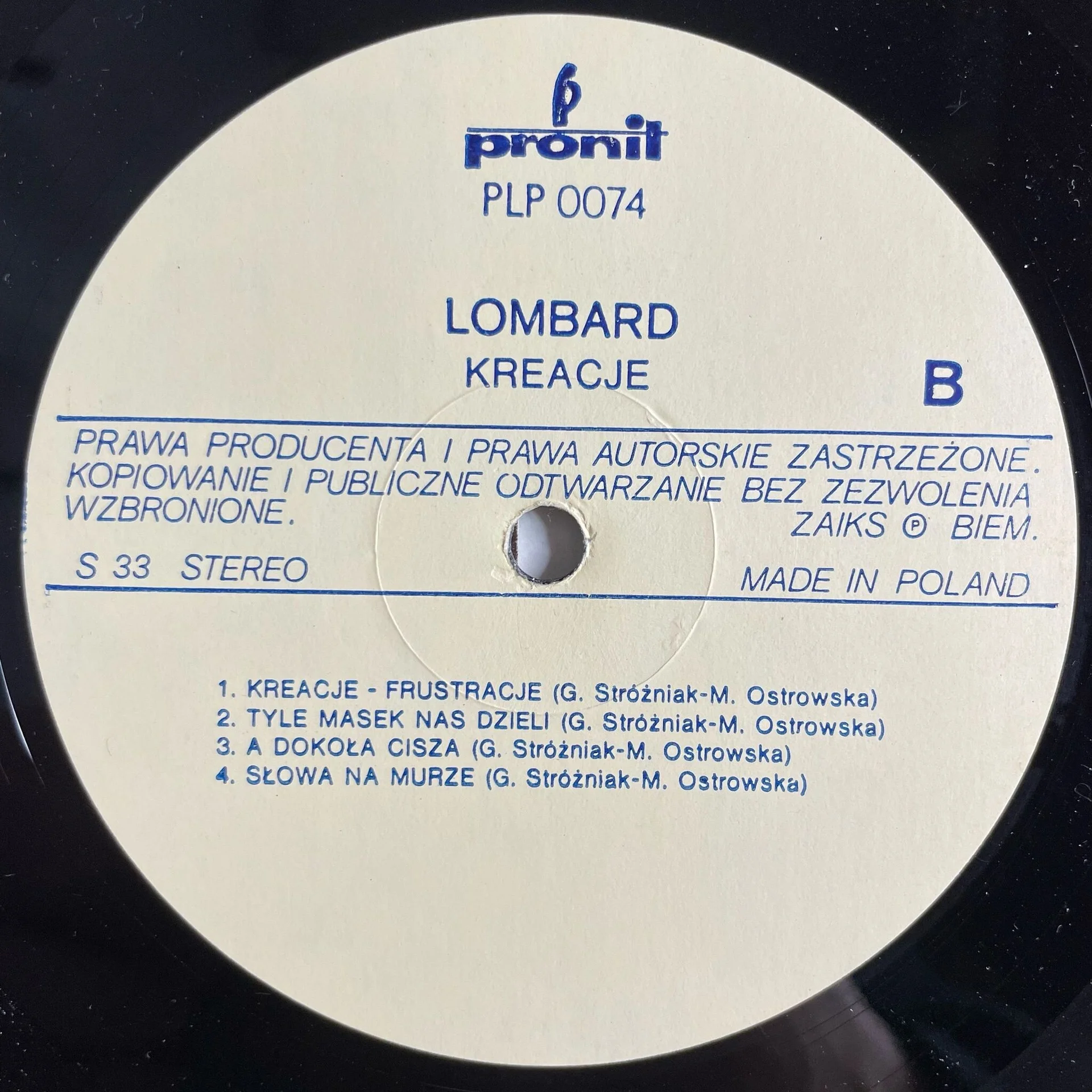 Винтажная виниловая пластинка LP Lombard Kreacje (Польша 1987) - миниатюра 5