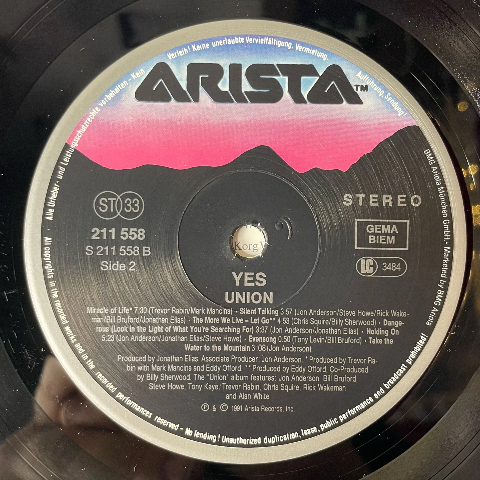 Винтажная виниловая пластинка LP Yes Union (Германия 1991) - миниатюра 5