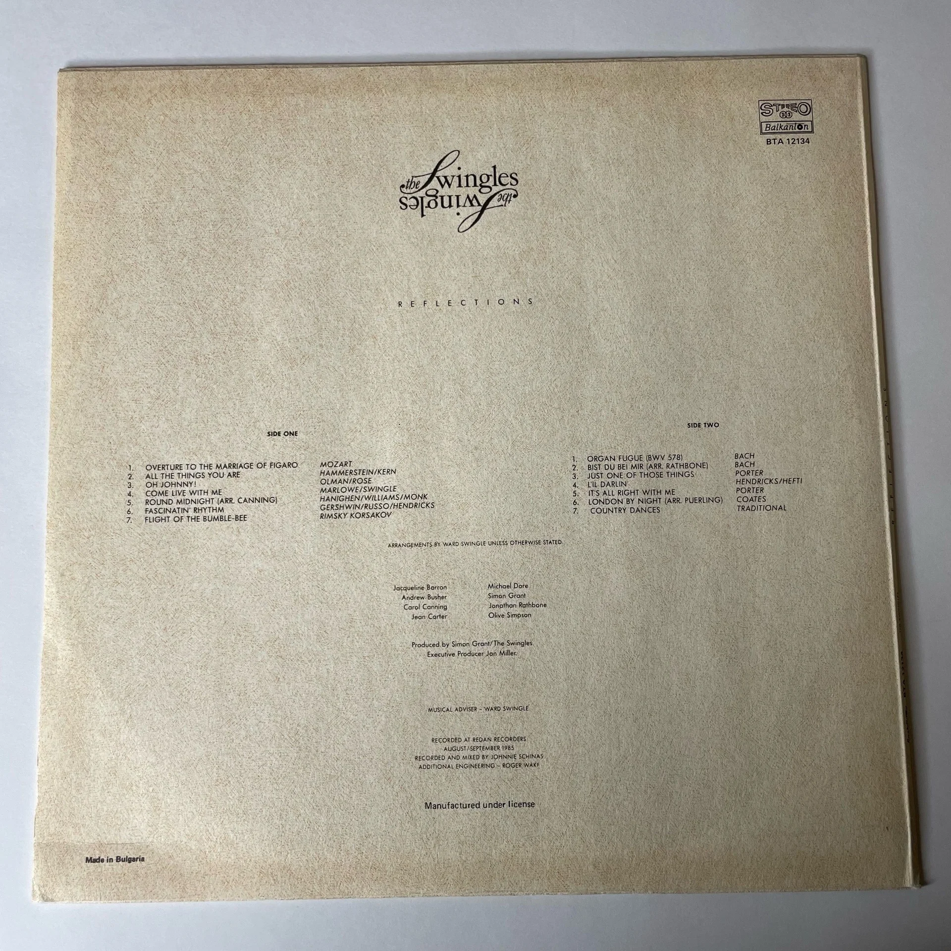 Винтажная виниловая пластинка The Swingles Reflections (Болгария 1988) - миниатюра 2