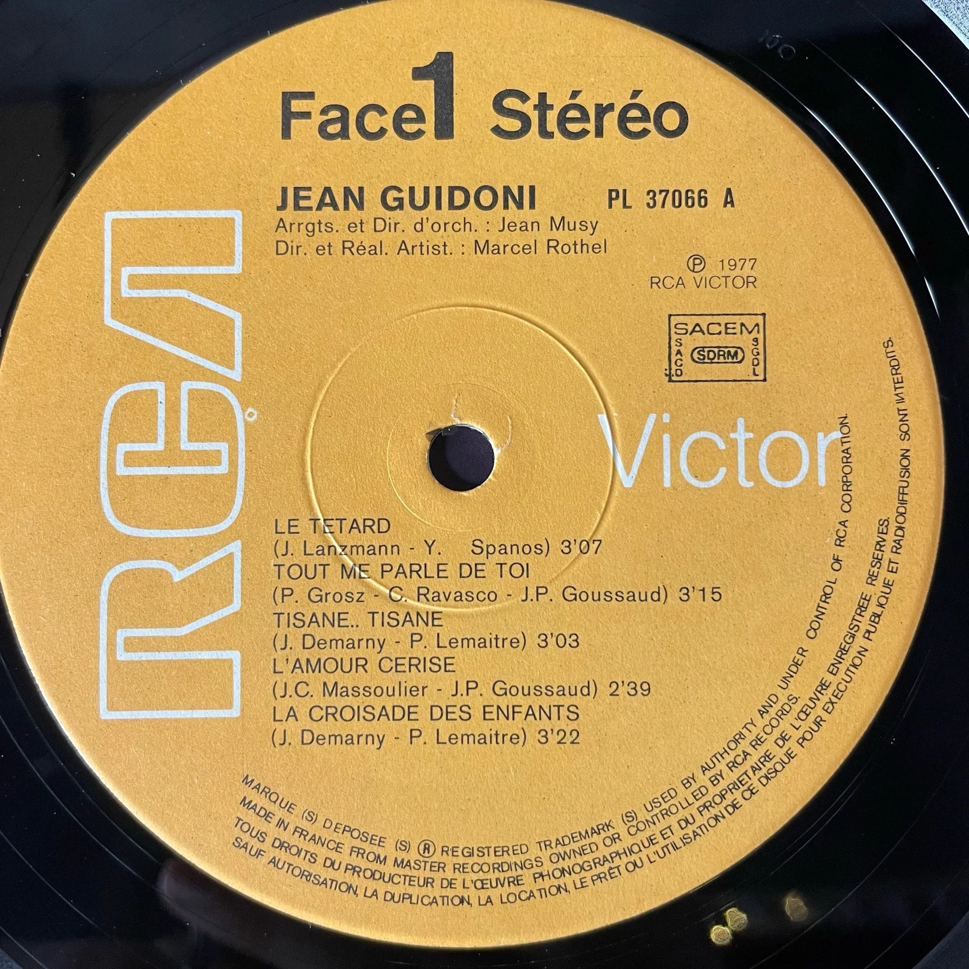 Винтажная виниловая пластинка LP Jean Guidoni (Франция 1977) - миниатюра 4