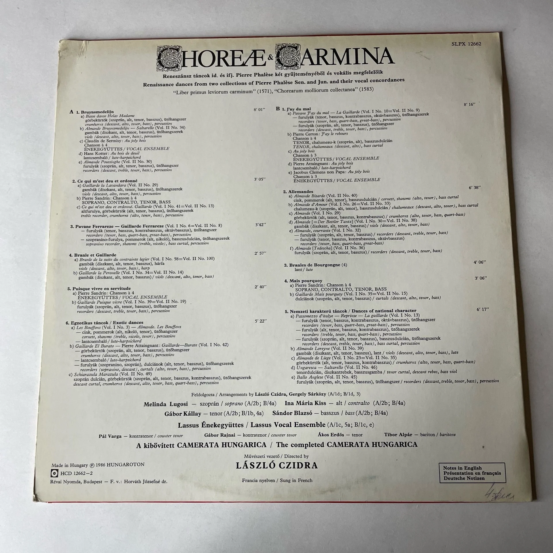 Винтажная виниловая пластинка LP Camerata Hungarica (Венгрия 1986) - миниатюра 2