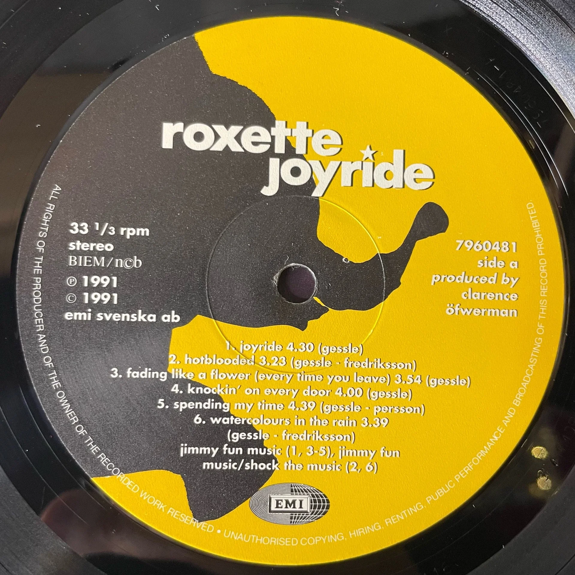 Винтажная виниловая пластинка LP Roxette Joyride (Швеция 1991) - миниатюра 4