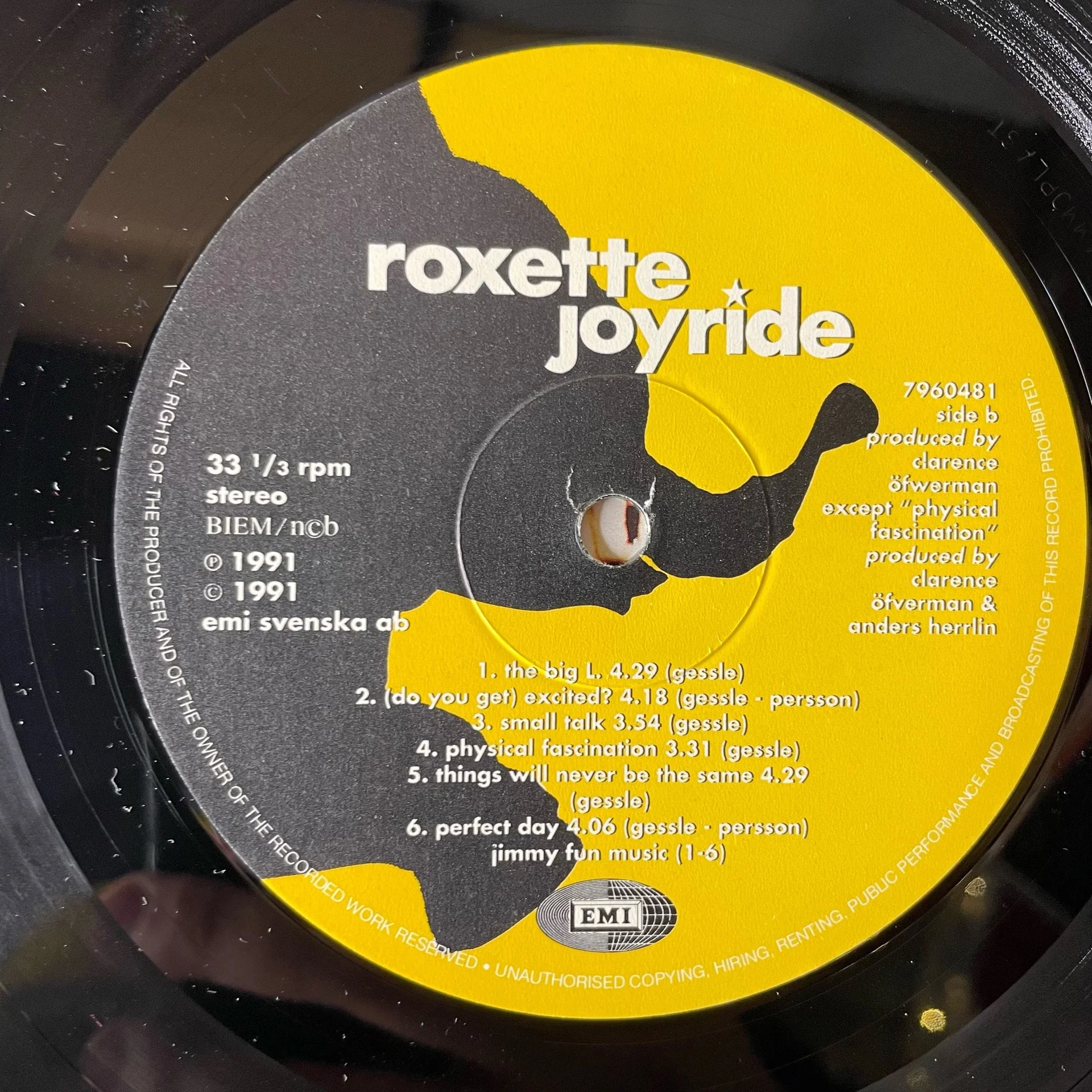 Винтажная виниловая пластинка LP Roxette Joyride (Швеция 1991) - миниатюра 5