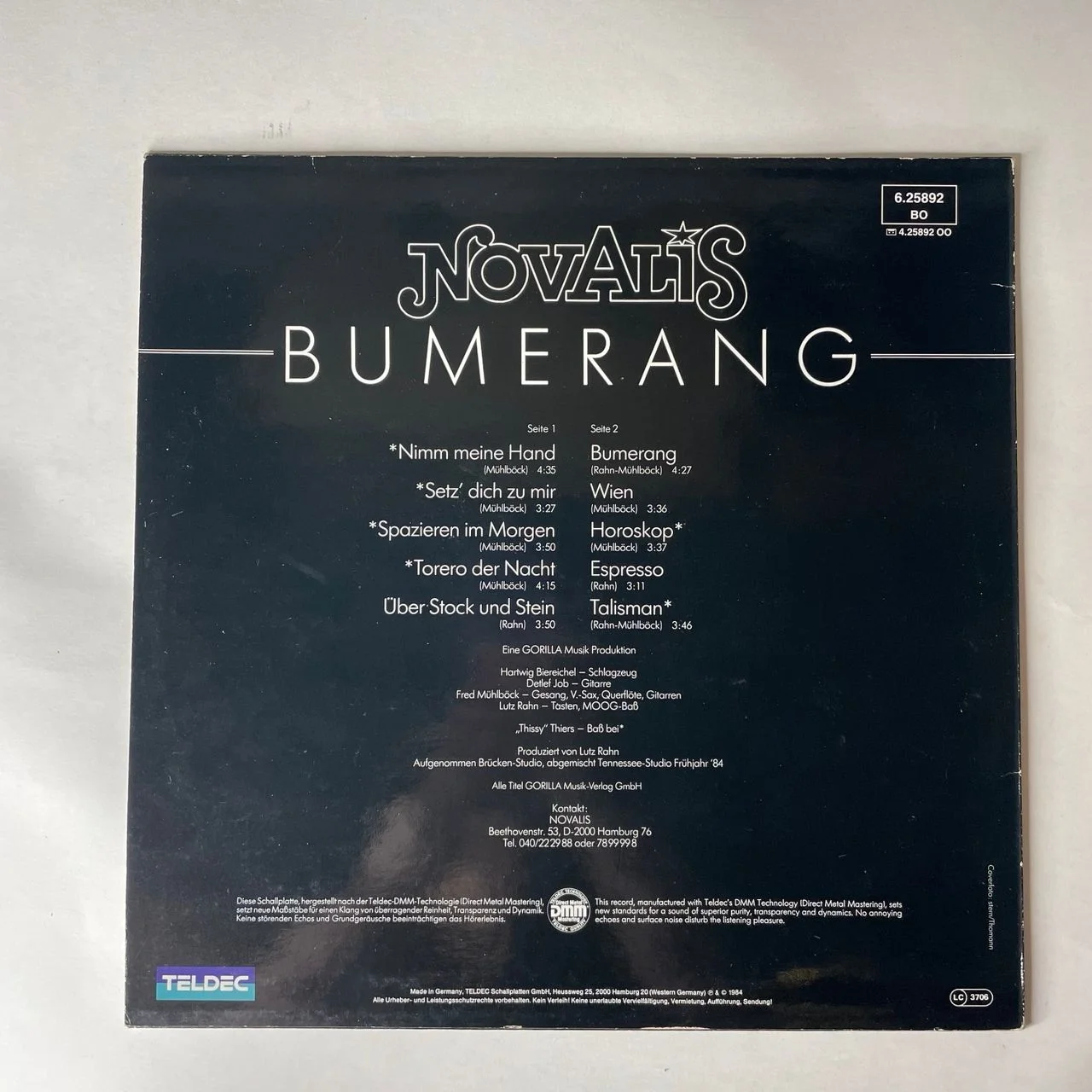 Винтажная виниловая пластинка LP Novalis Bumerang (Германия 1984) - миниатюра 2