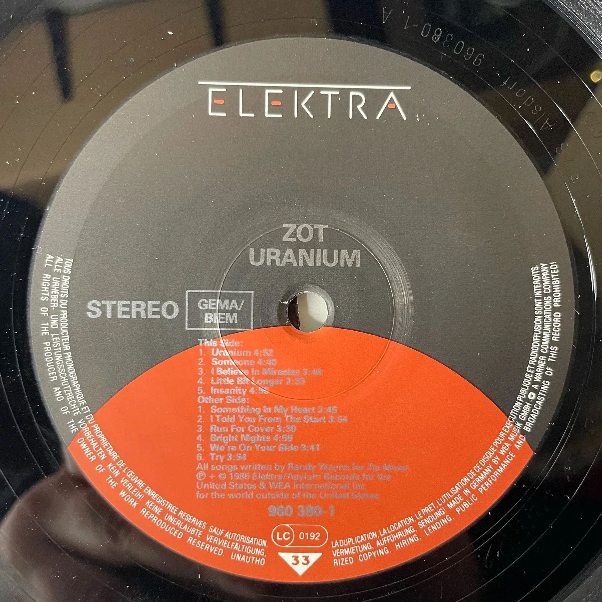 Винтажная виниловая пластинка LP Zot Uranium (Германия 1985) - миниатюра 4