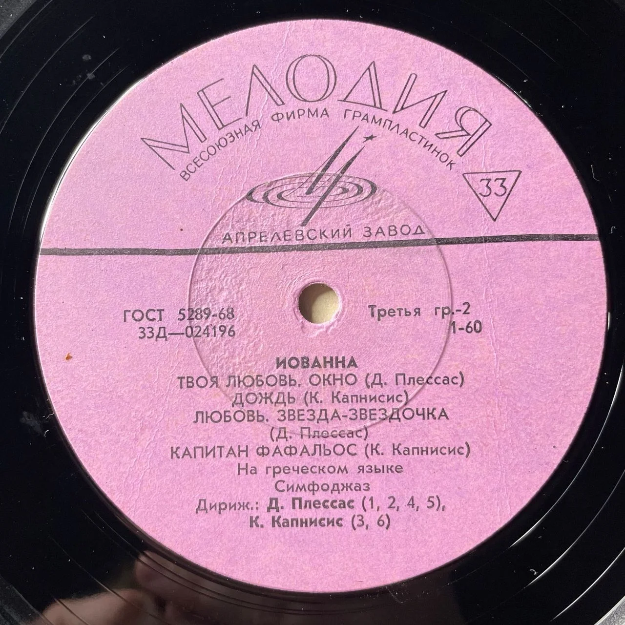 Винтажная виниловая пластинка LP Иованна Yovanna (СССР 1969) - миниатюра 3