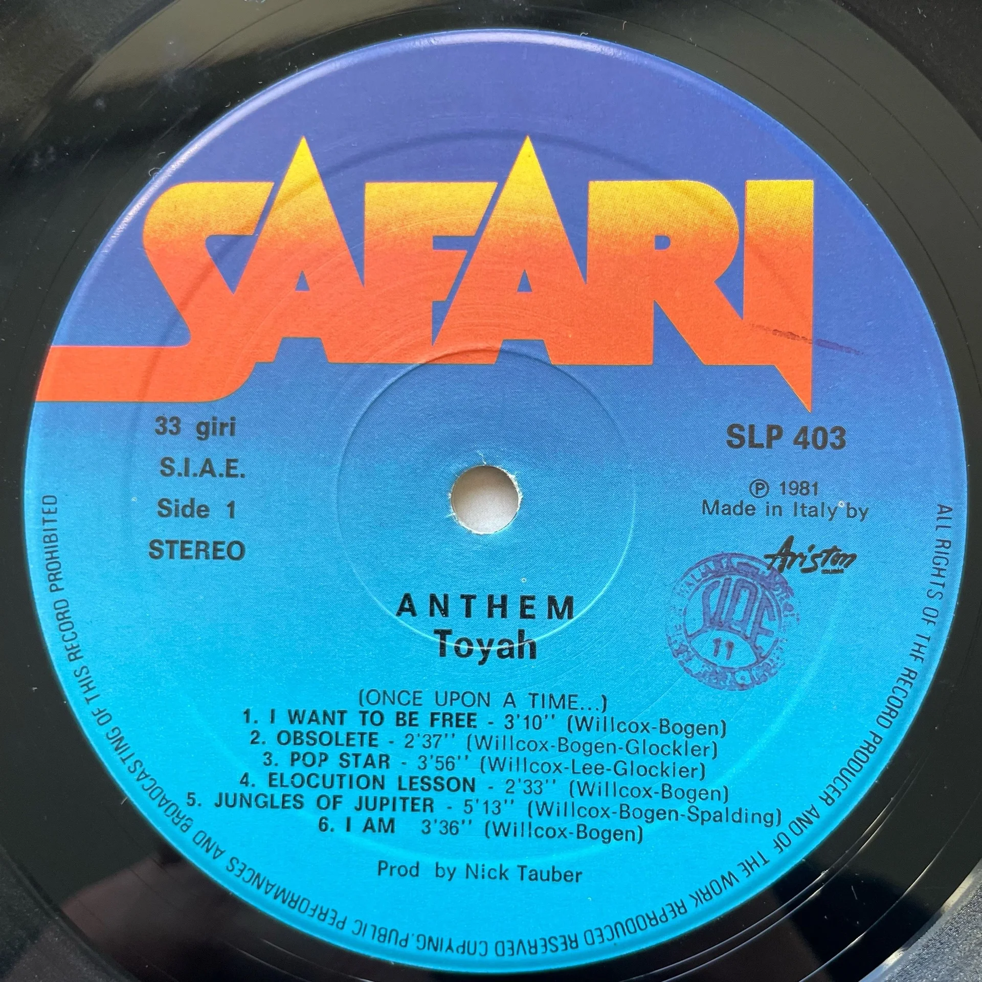 Винтажная виниловая пластинка LP Toyah Anthem (Италия 1981) - миниатюра 3