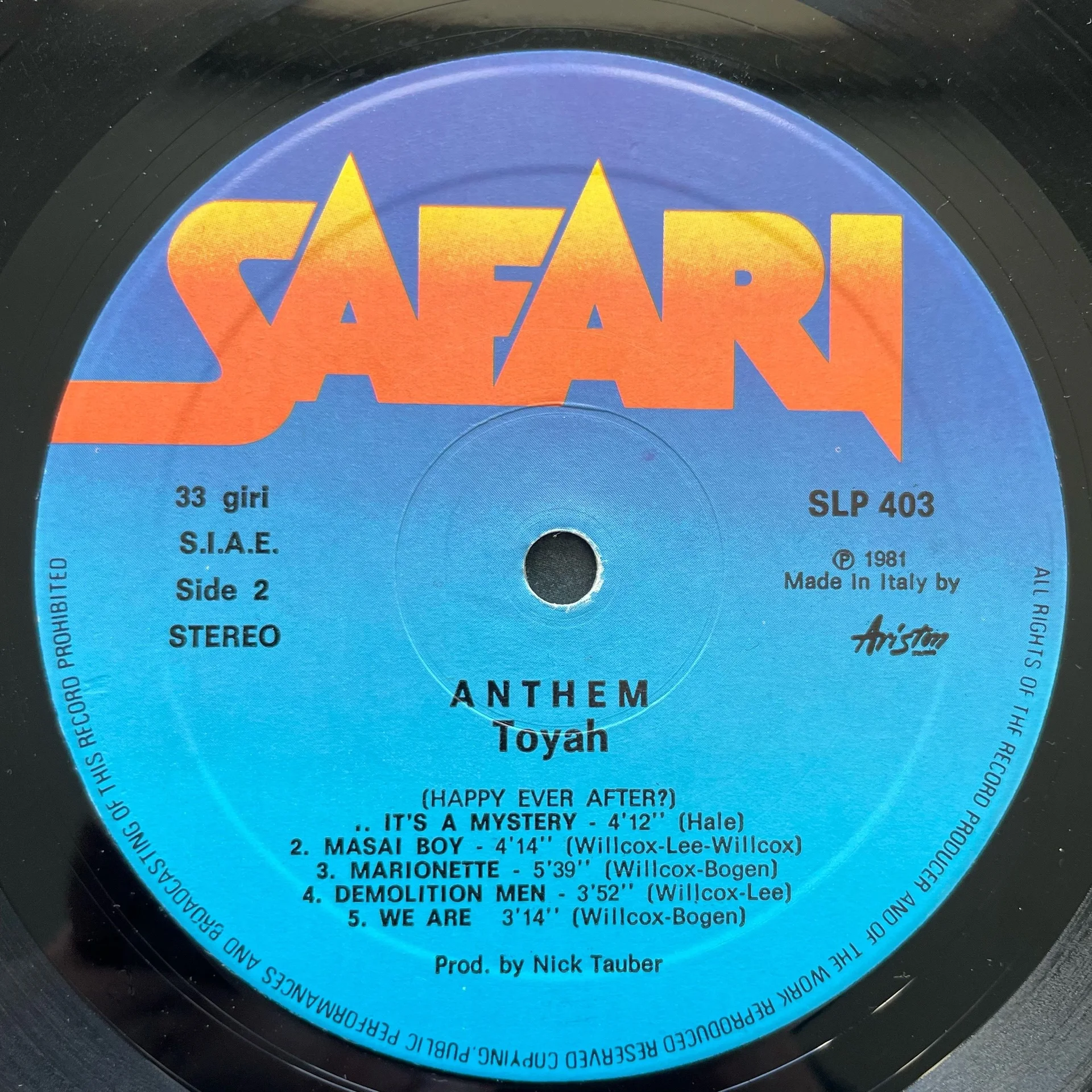 Винтажная виниловая пластинка LP Toyah Anthem (Италия 1981) - миниатюра 4