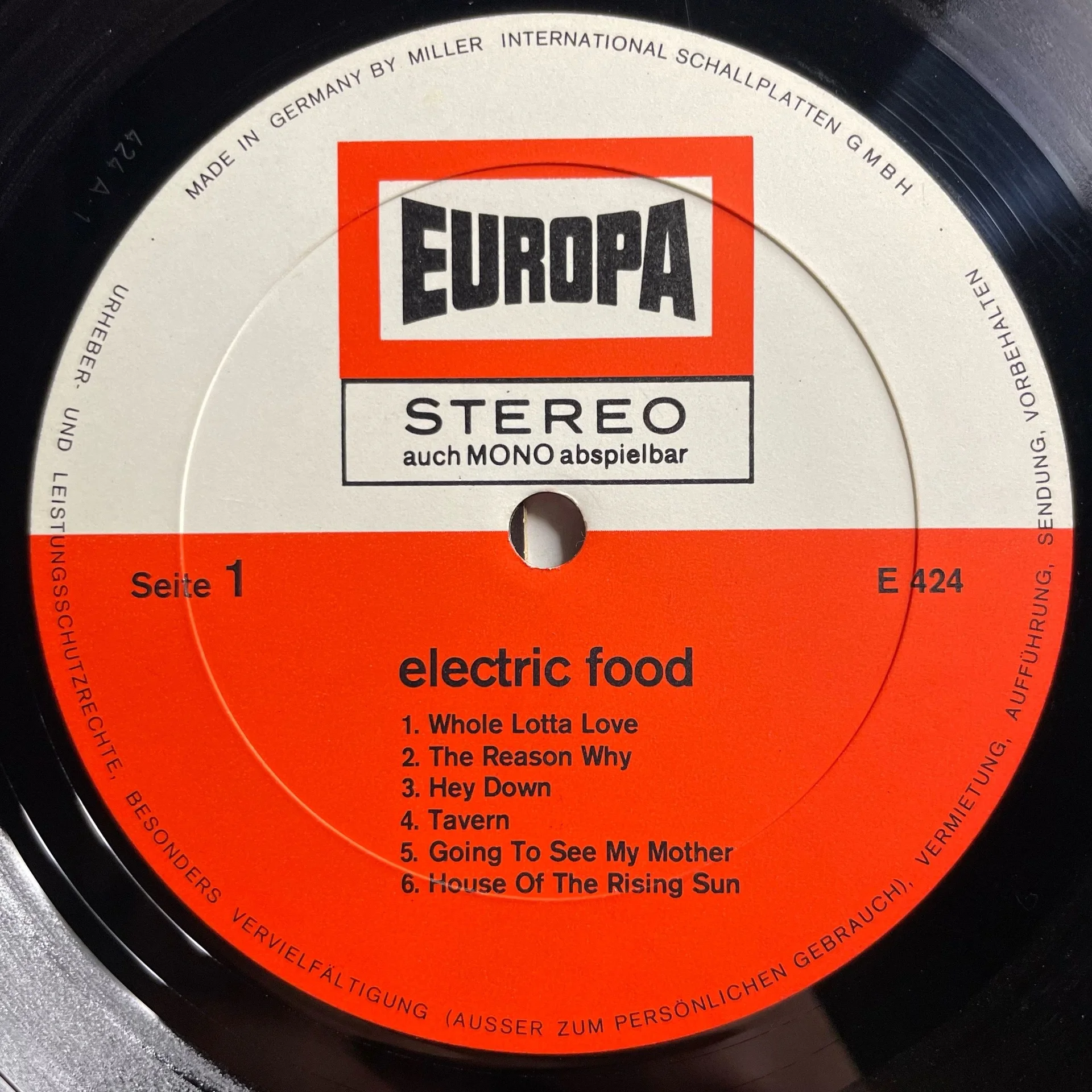 Винтажная виниловая пластинка LP Electric Food (Германия 1970) - миниатюра 4