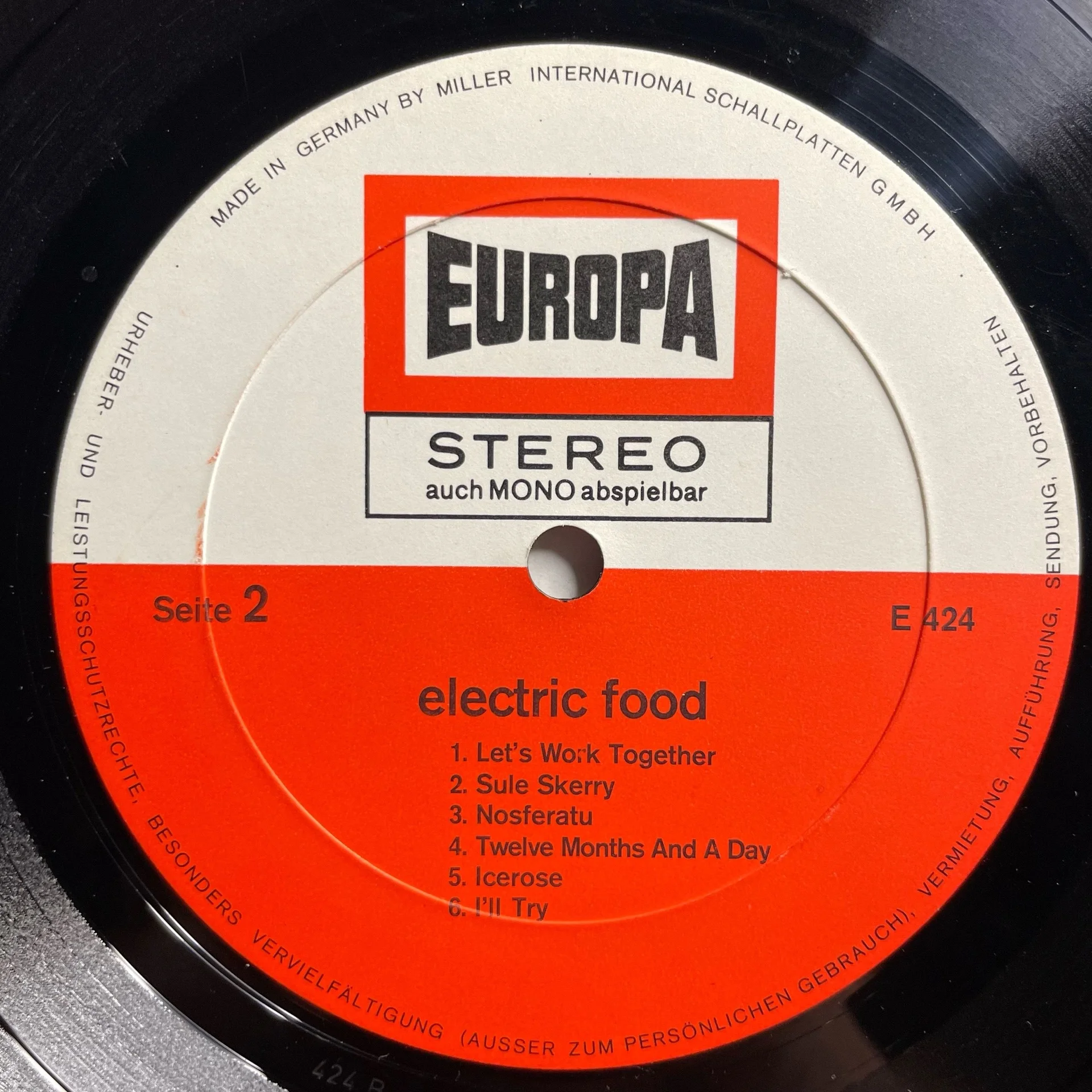 Винтажная виниловая пластинка LP Electric Food (Германия 1970) - миниатюра 5