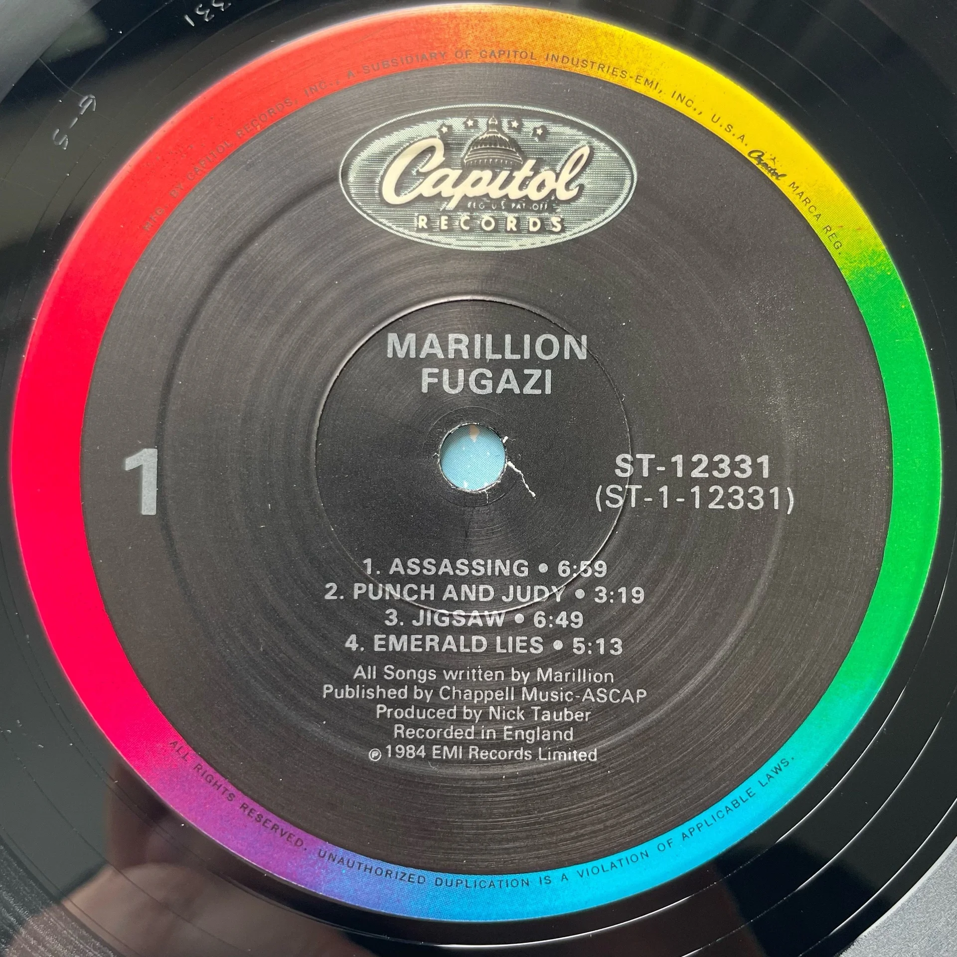 Винтажная виниловая пластинка LP Marillion Fugazi (США 1984) - миниатюра 4