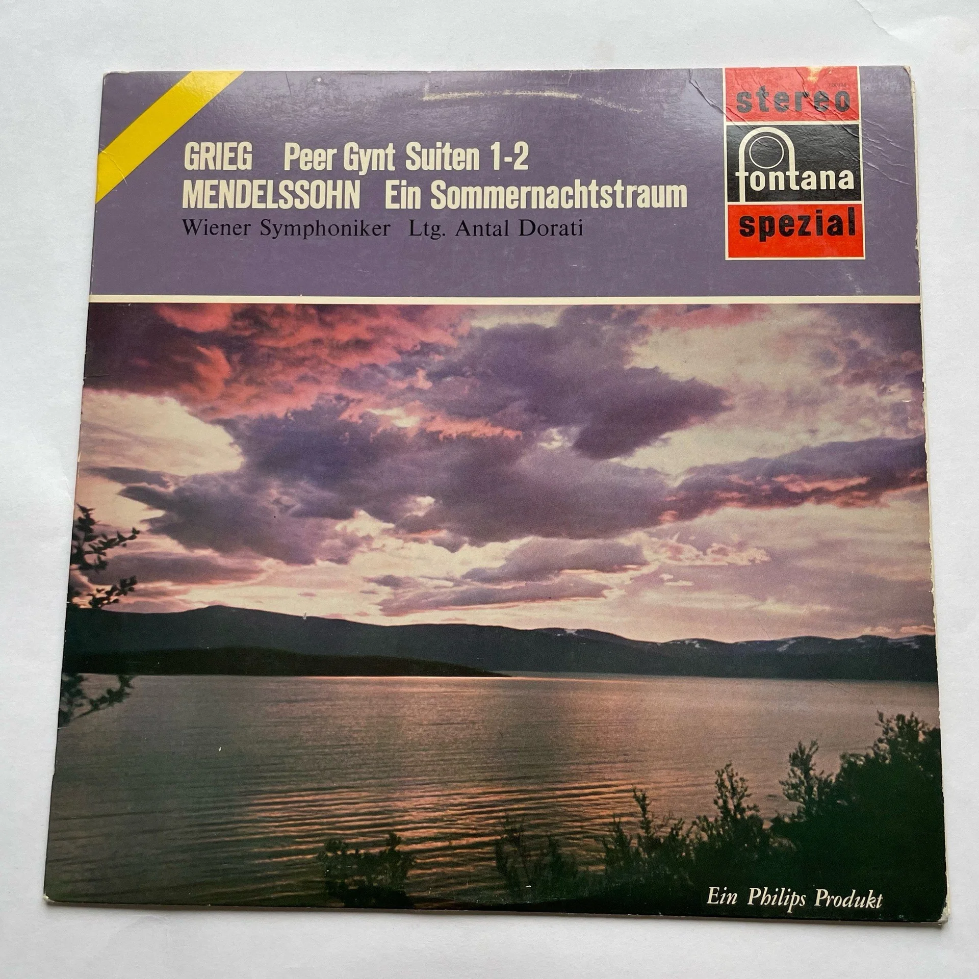 Винтажная виниловая пластинка LP Мендельсон, Григ Пер Гюнт F. Mendelssohn Bartholdy Ein Sommernachtstraum (Германия 1971)