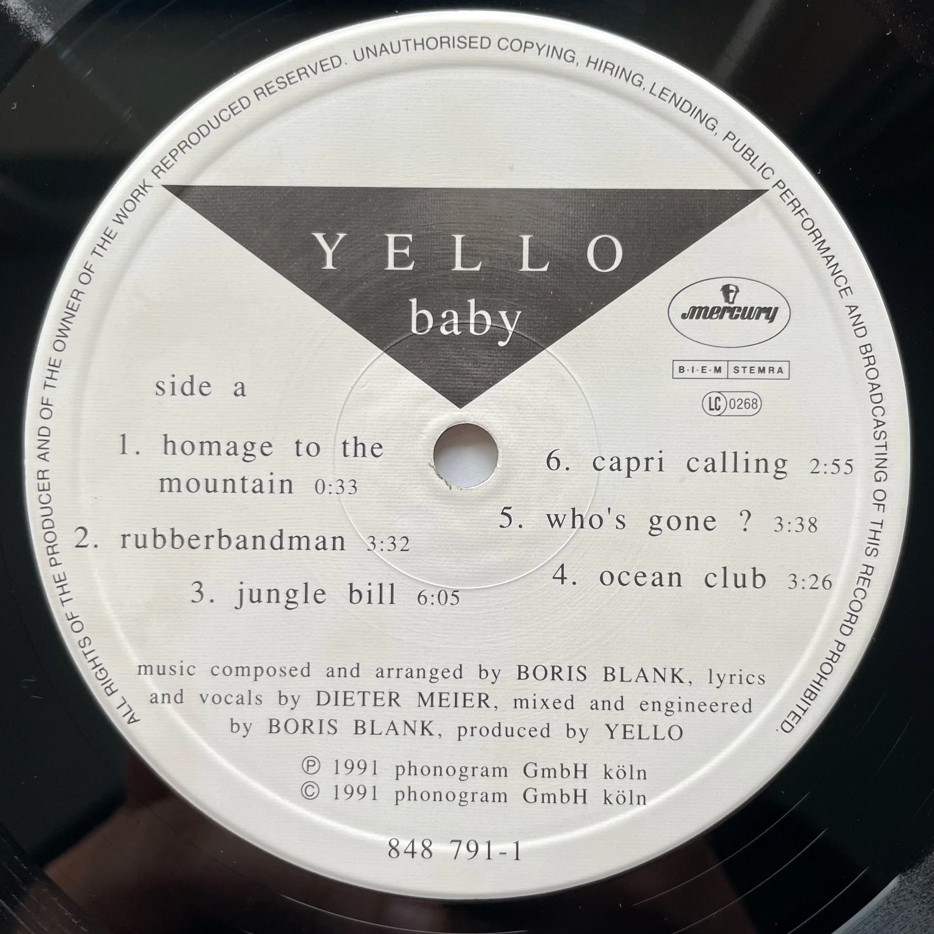 Винтажная виниловая пластинка LP Yello Baby (Германия 1991) - миниатюра 4