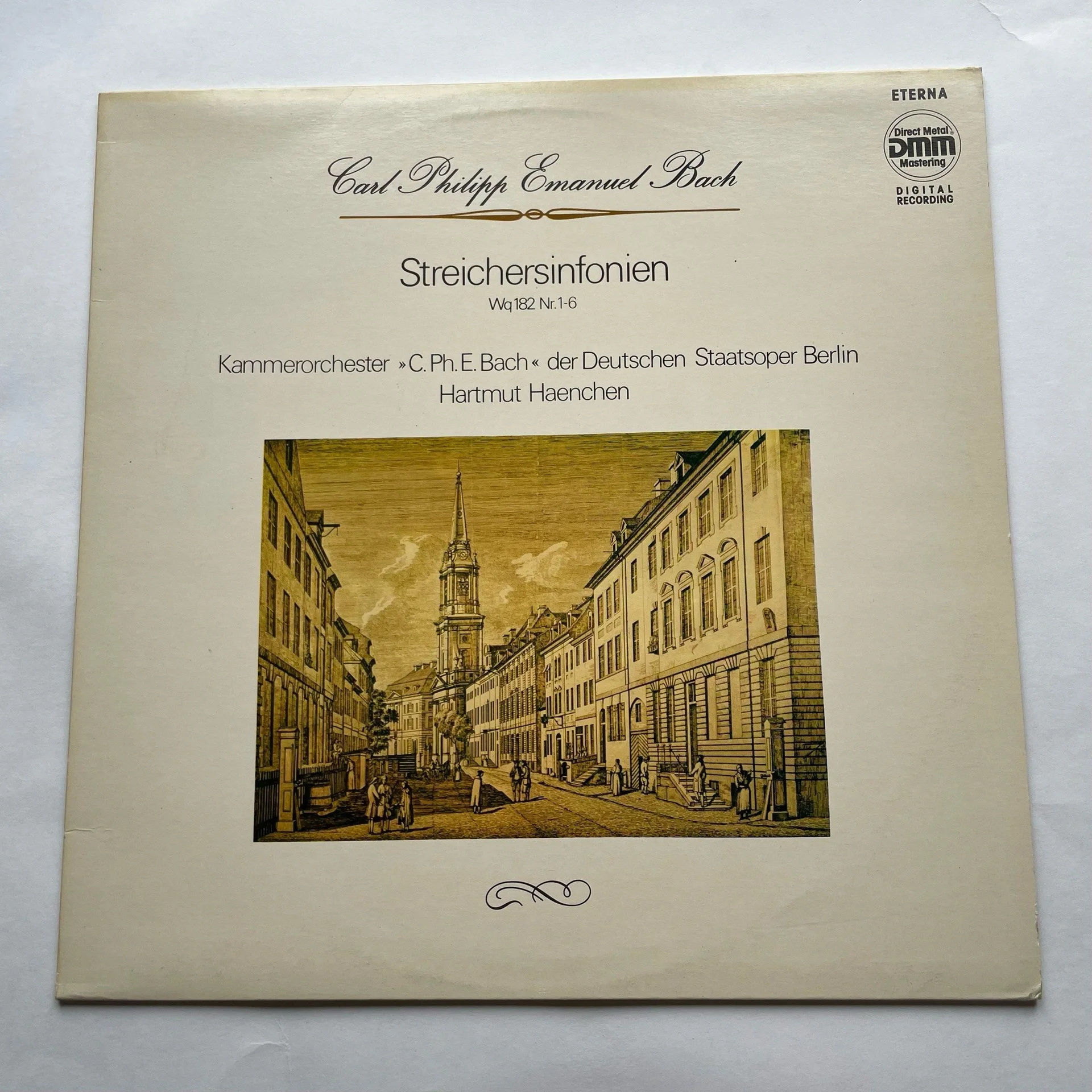 Винтажная виниловая пластинка LP Carl Philipp Emanuel Bach Бах, Kammerorchester Carl Philipp Emanuel Bach, Staatskapelle Berlin, Hartmut Haenchen Streichersinfonien Wq 182 Nr.1-6 (ГДР 1989)