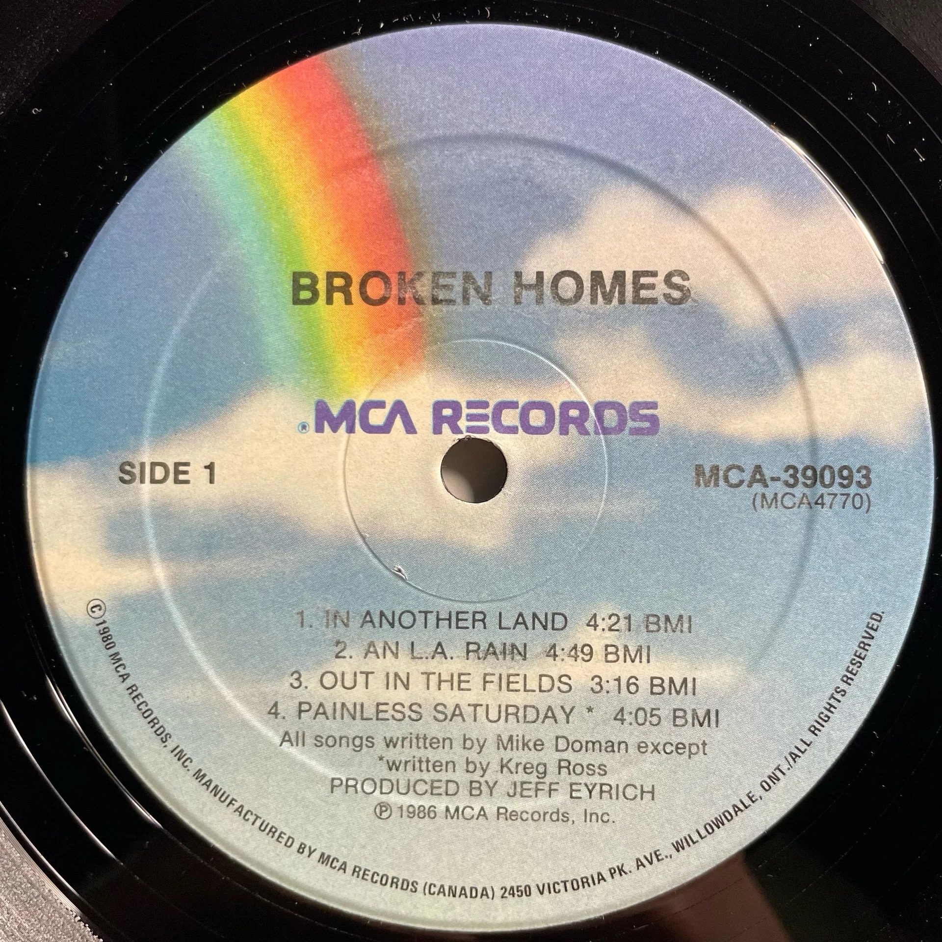 Винтажная виниловая пластинка LP Broken Homes (Канада 1986) - миниатюра 4
