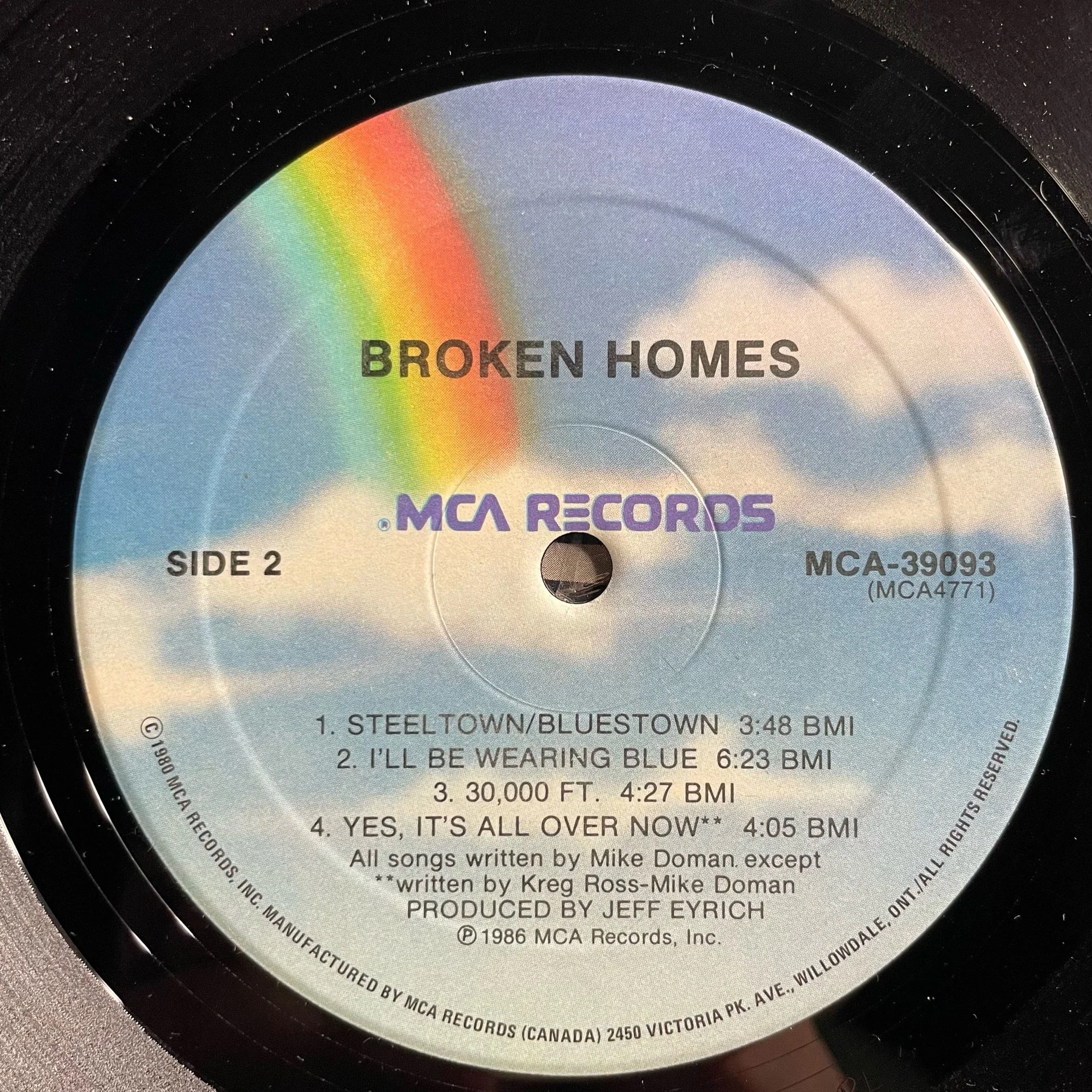 Винтажная виниловая пластинка LP Broken Homes (Канада 1986) - миниатюра 5