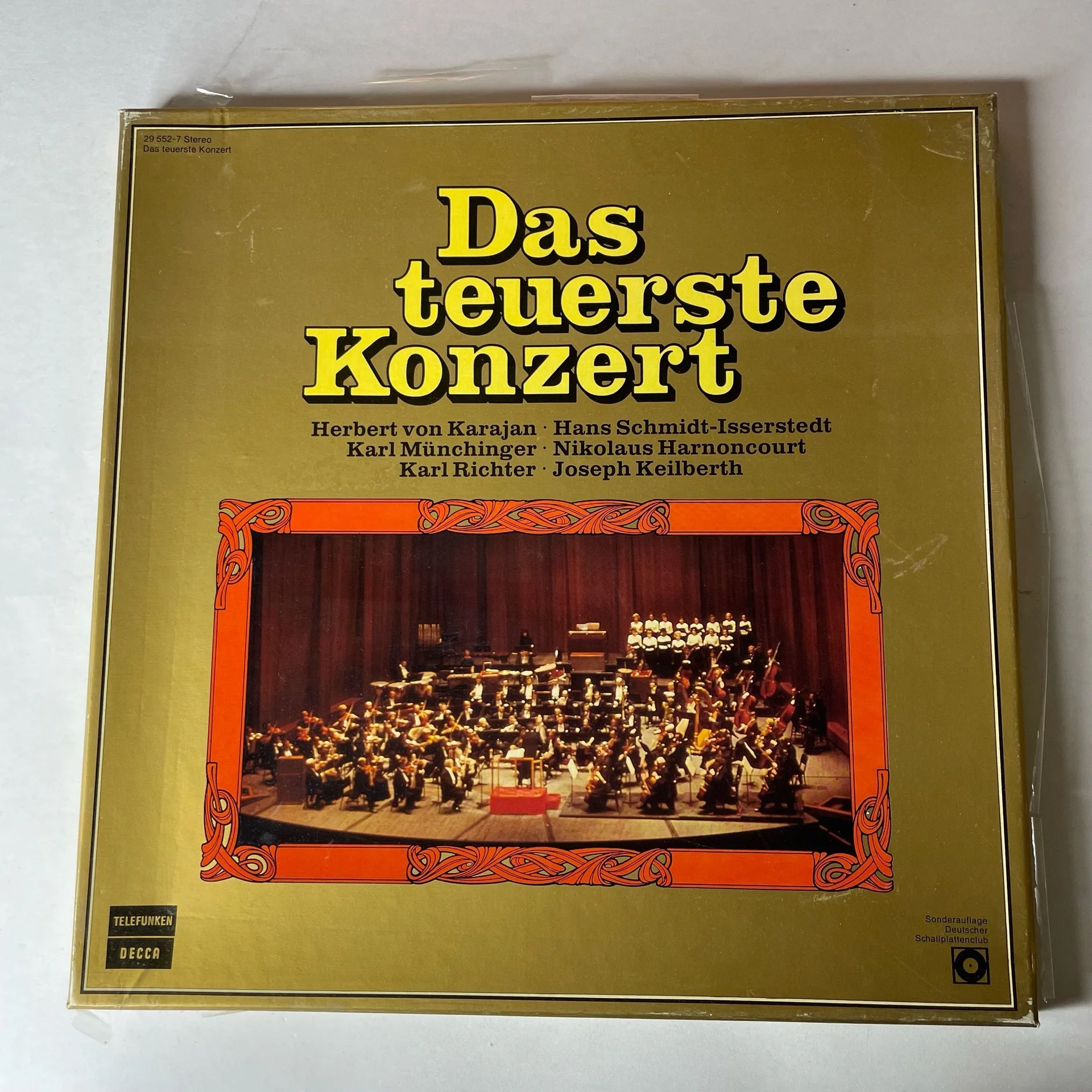 Винтажная виниловая пластинка LP Сборник Классической Музыки Das Teuerste Konzert Самый Дорогой Концерт (Германия 1977) (Вагнер, Григ, Моцарт и др)