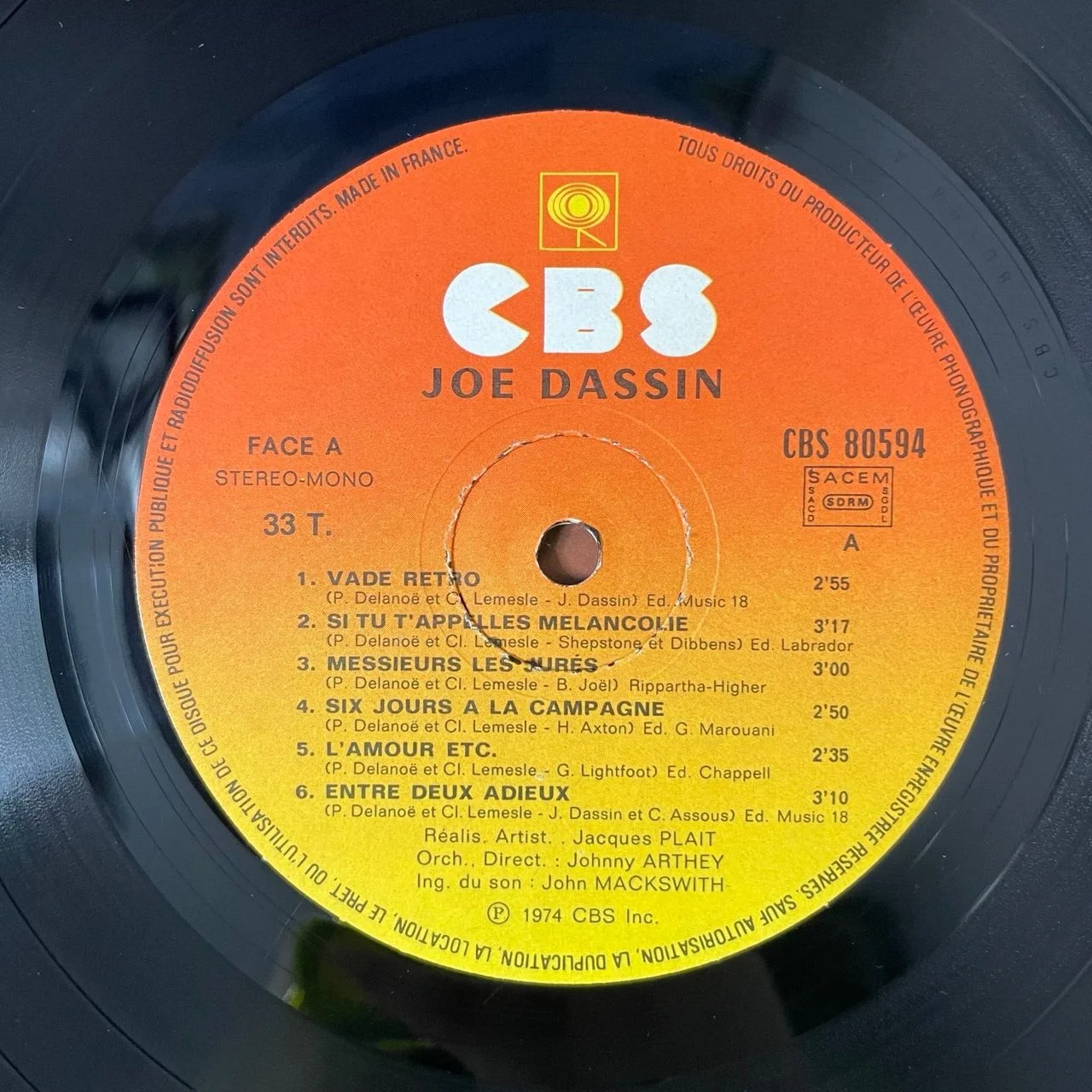 Винтажная виниловая пластинка LP Joe Dassin Джо Дассен (Франция 1974) - миниатюра 5