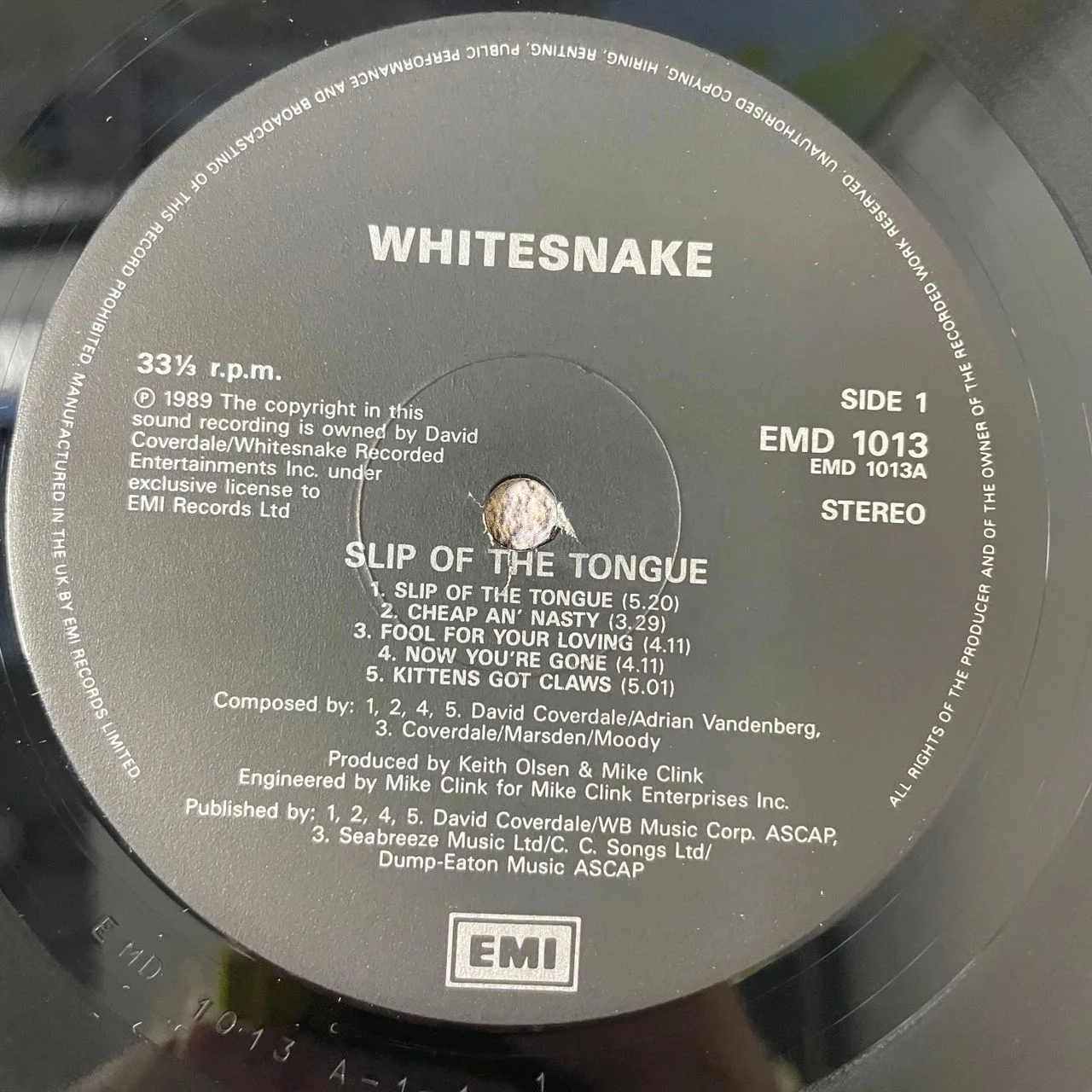 Винтажная виниловая пластинка LP Whitesnake Slip Of The Tongue (Англия 1989) - миниатюра 4