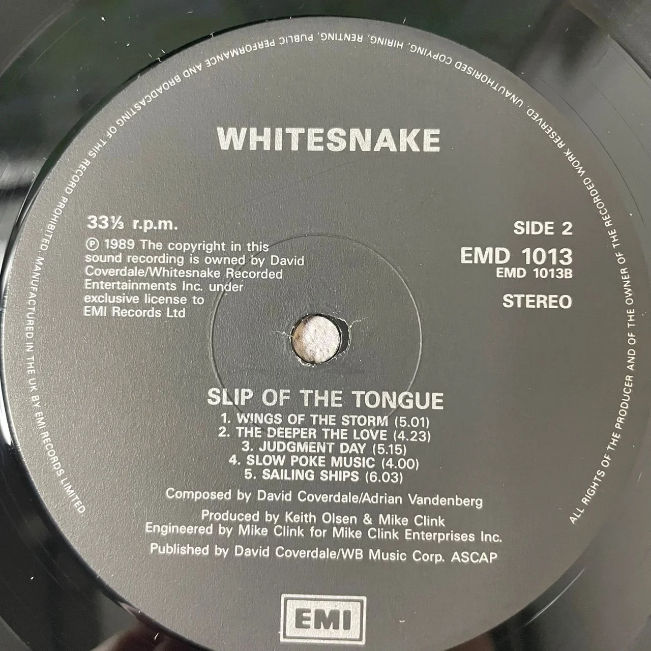 Винтажная виниловая пластинка LP Whitesnake Slip Of The Tongue (Англия 1989) - миниатюра 5