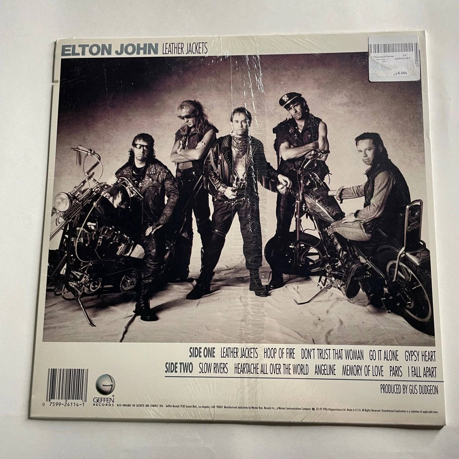 Винтажная виниловая пластинка LP Elton John Leather Jackets (США 1986) (Запечатан) - миниатюра 2