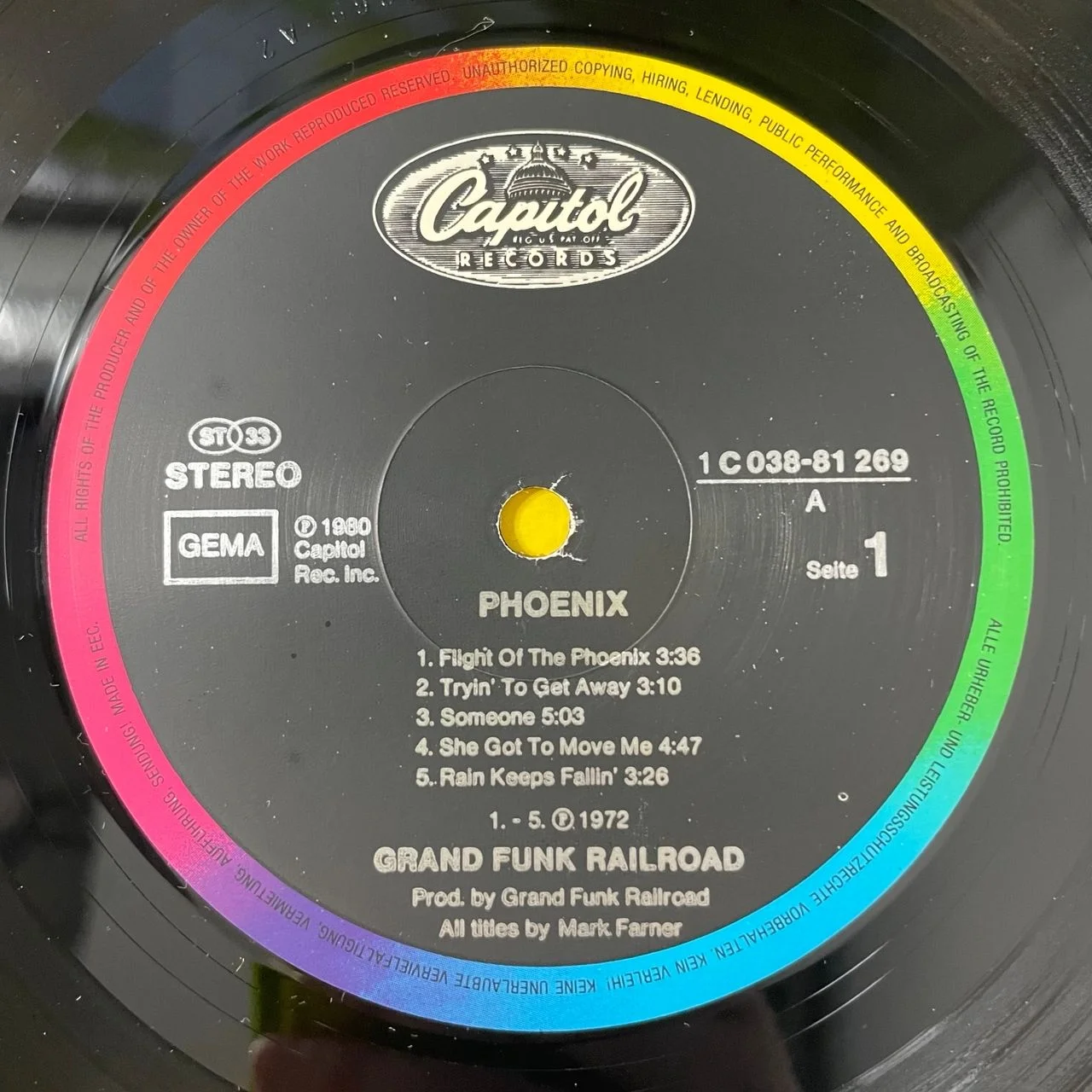 Винтажная виниловая пластинка LP Grand Funk Phoenix (Германия 1980) - миниатюра 4