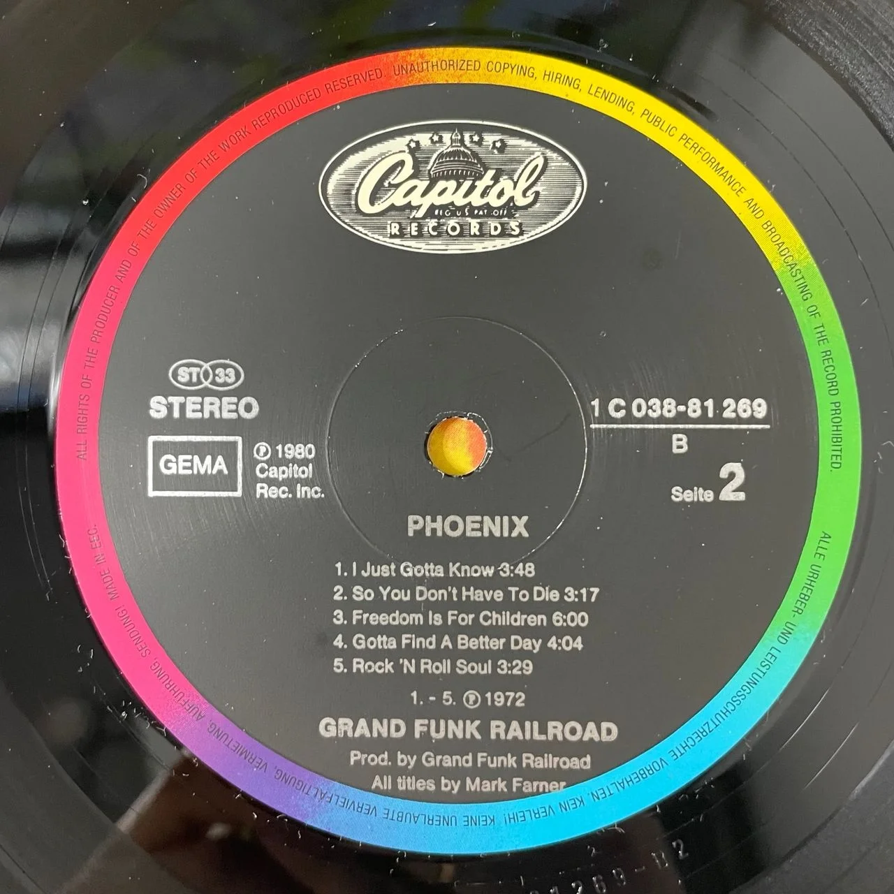 Винтажная виниловая пластинка LP Grand Funk Phoenix (Германия 1980) - миниатюра 5