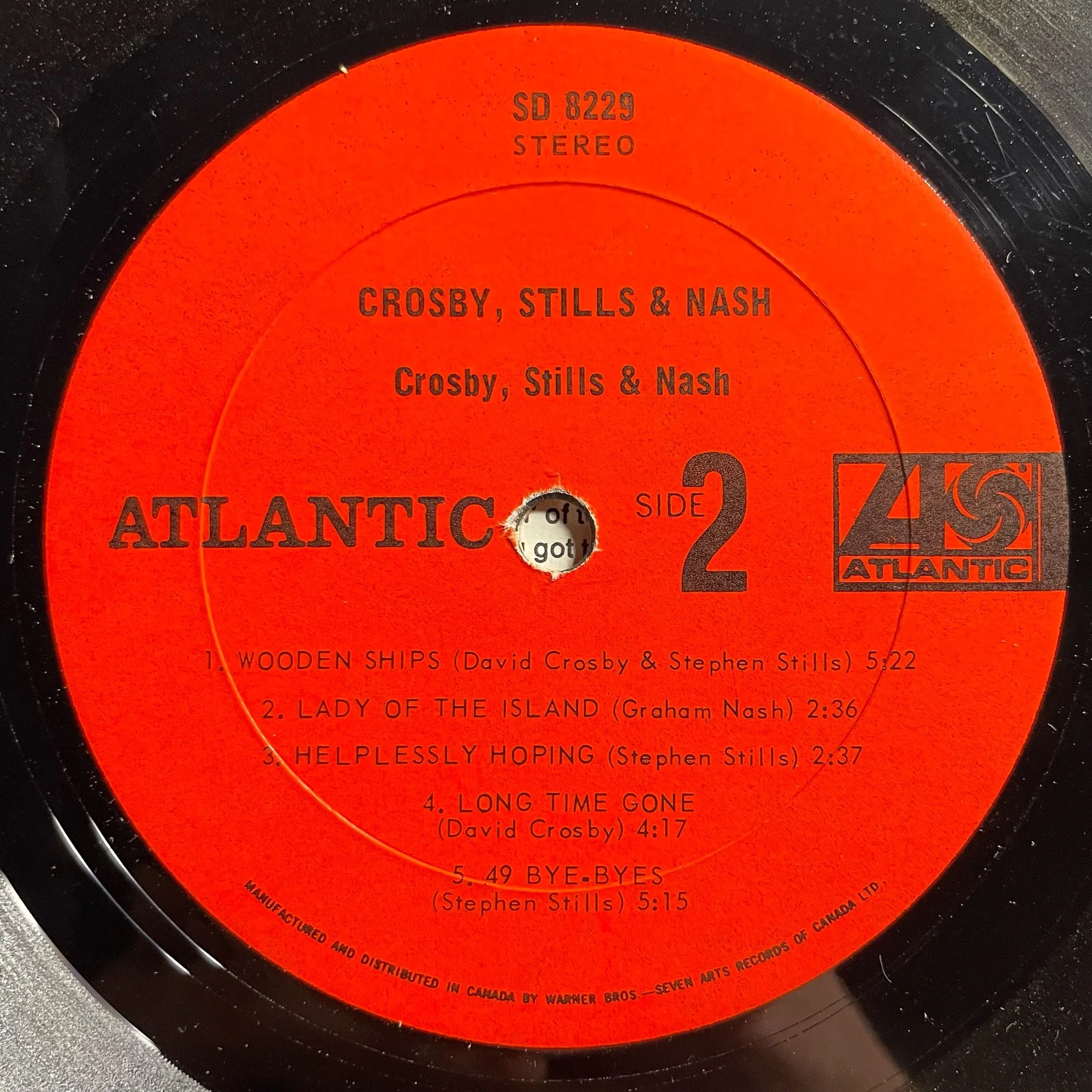 Винтажная виниловая пластинка LP Crosby, Stills and Nash (Канада 1971) - миниатюра 6