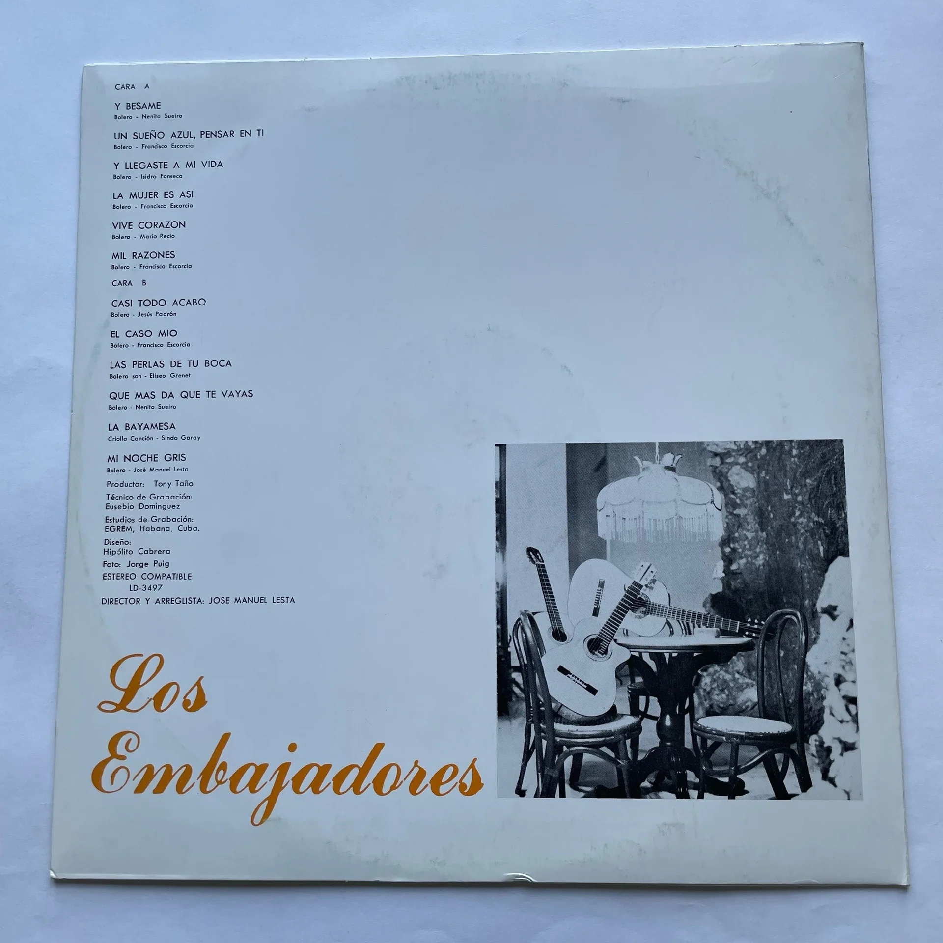 Винтажная виниловая пластинка LP Los Embajadores Кубинская Гитара (Куба 1975) - миниатюра 2