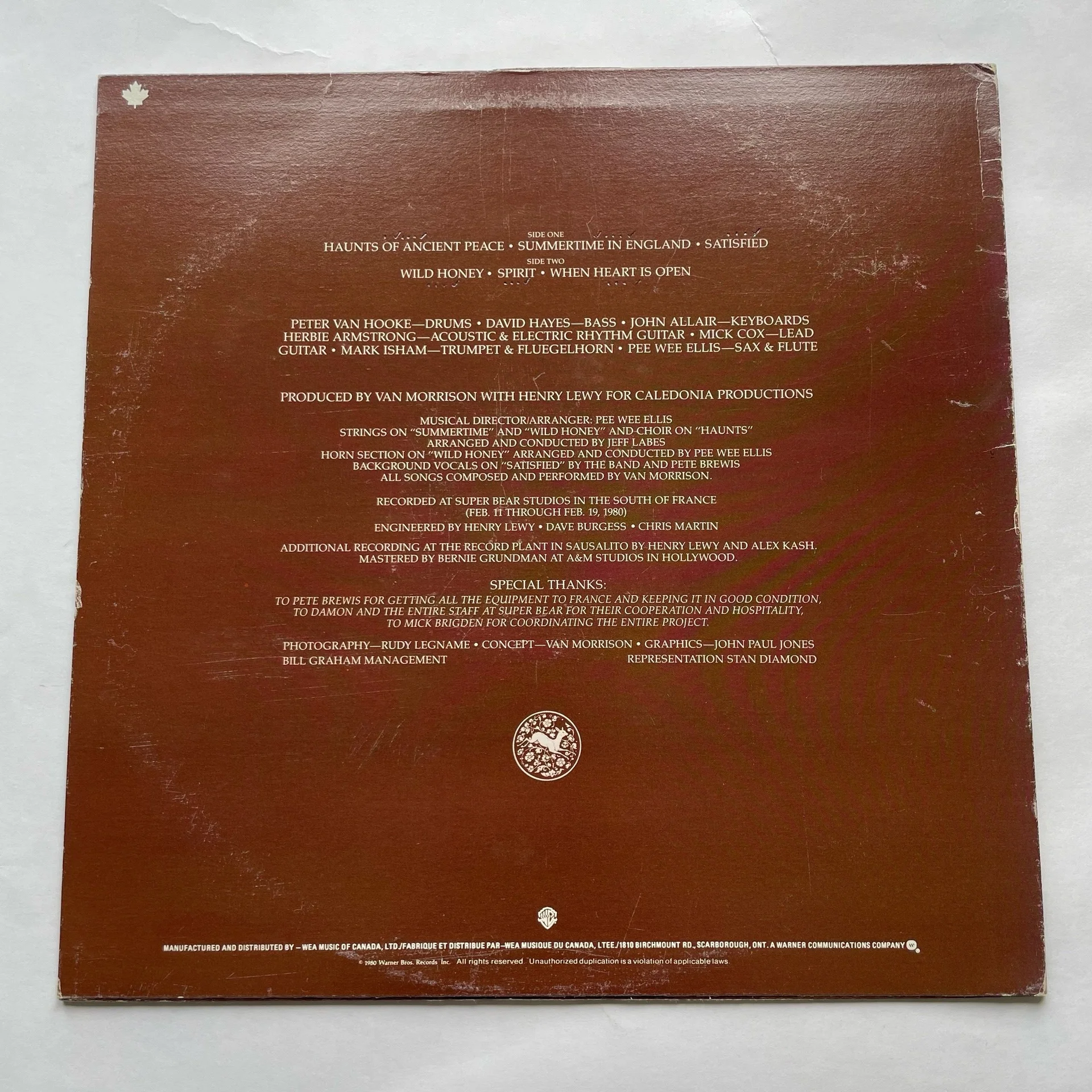 Винтажная виниловая пластинка LP Van Morrison Common One (Канада 1980) - миниатюра 3