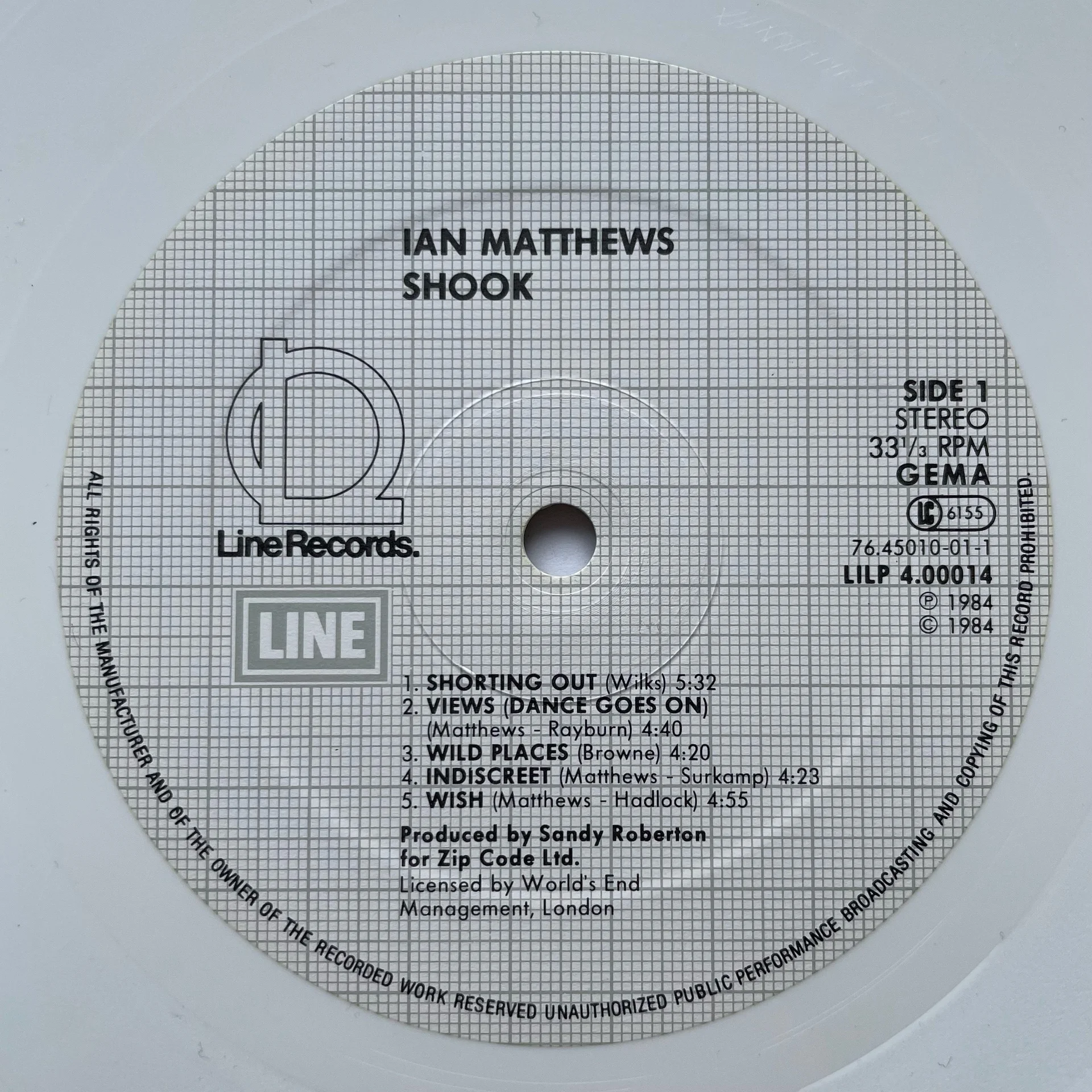 Винтажная виниловая пластинка LP Ian Matthews Shook (Германия 1985) (Белый Винил) - миниатюра 4